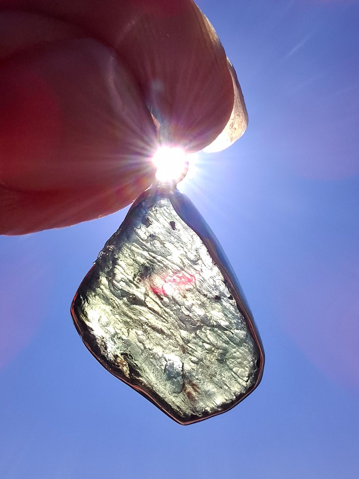 Moldavite Pendant, 925 Silver, Tektite (Ref: P429)