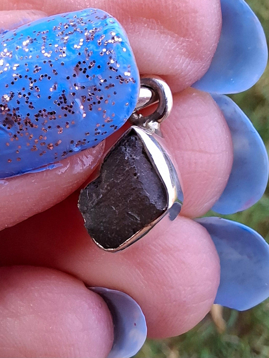 Moldavite Pendant, 925 Silver, Tektite (Ref: P60)