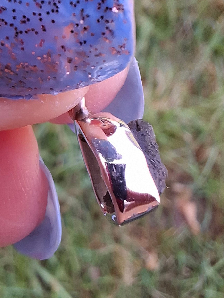 Moldavite Piece, 925 Silver, Tektite (Ref: P54)