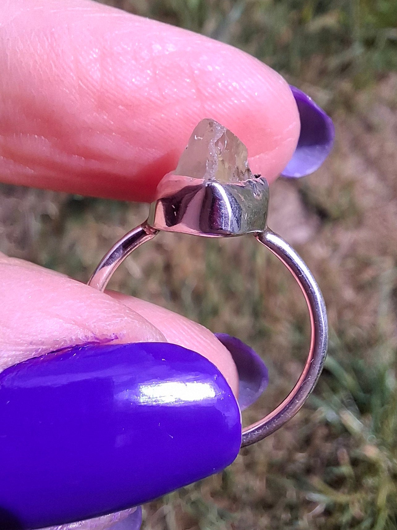 Libyan Desert Glass Ring, size large K/small L, 925 Silver, Tektite (Ref: LR17)