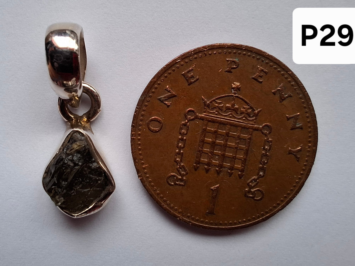 Moldavite Pendant, 925 Silver, Tektite (Ref: P29)
