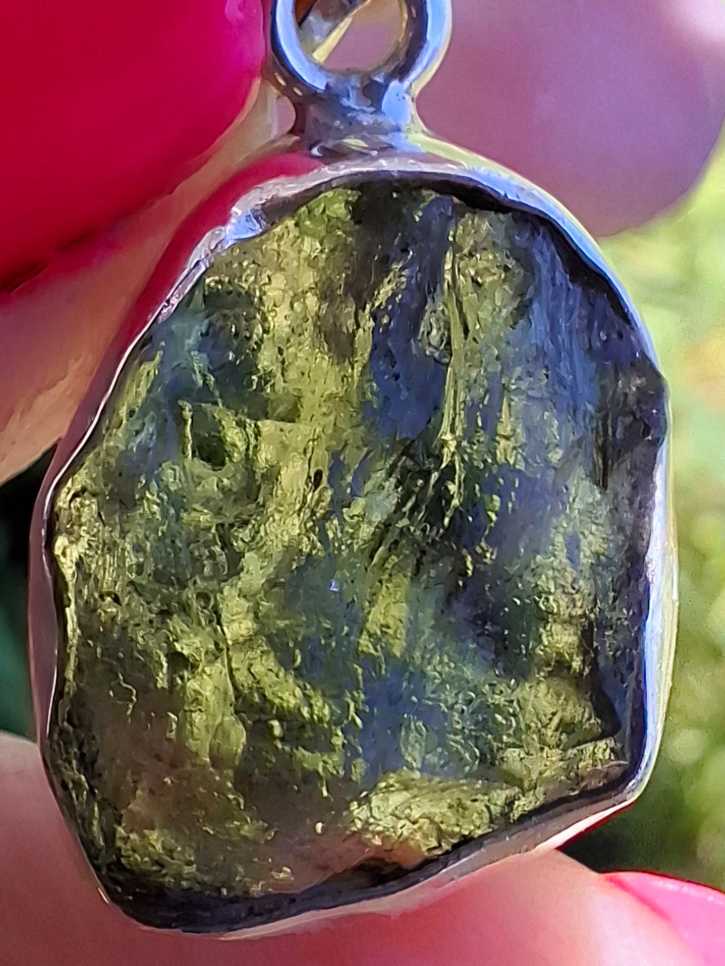 Moldavite Pendant, 925 Silver, Tektite (Ref: P441)