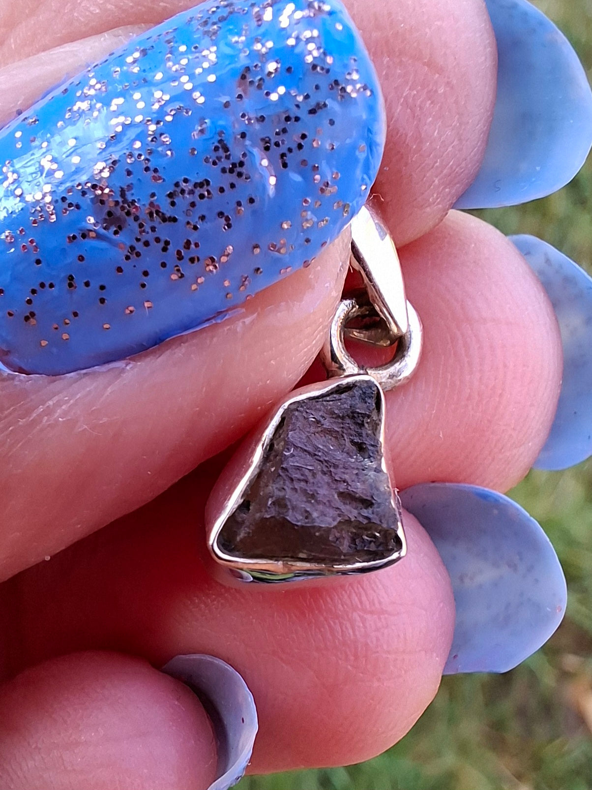 Moldavite Pendant, 925 Silver, Tektite (Ref: P34)