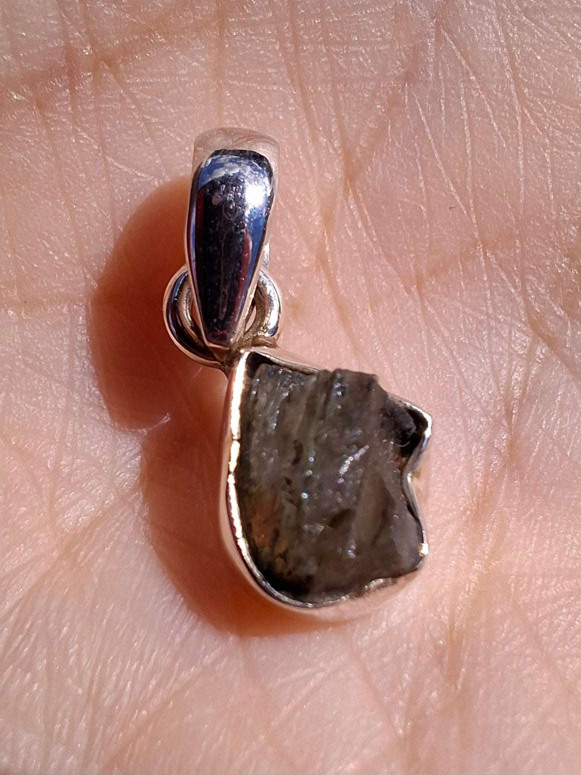 Moldavite Pendant, 925 Silver, Tektite (Ref: P92)
