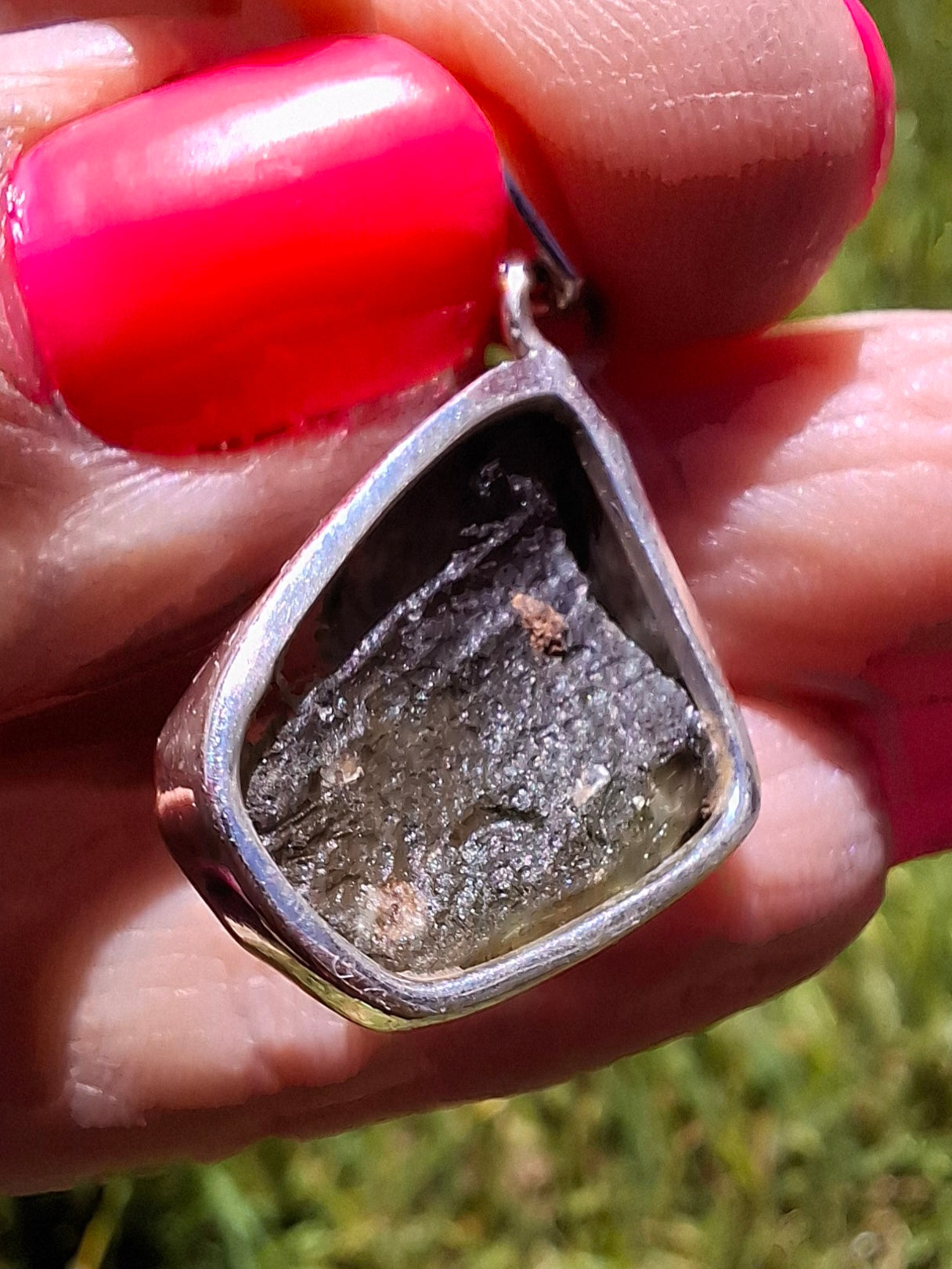 Moldavite Pendant, 925 Silver, Tektite (Ref: P429)