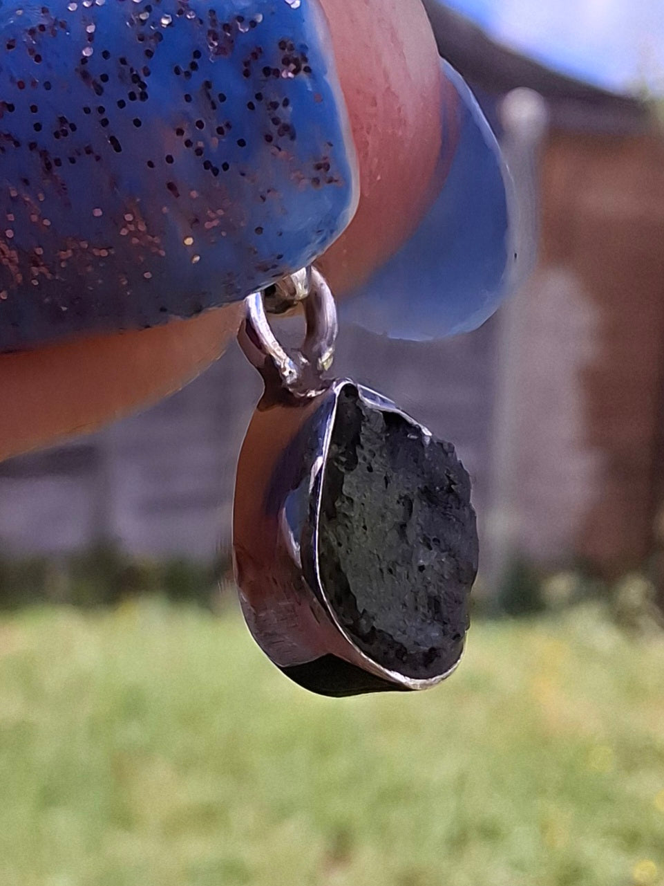 Moldavite Pendant, 925 Silver, Tektite (Ref: P78)