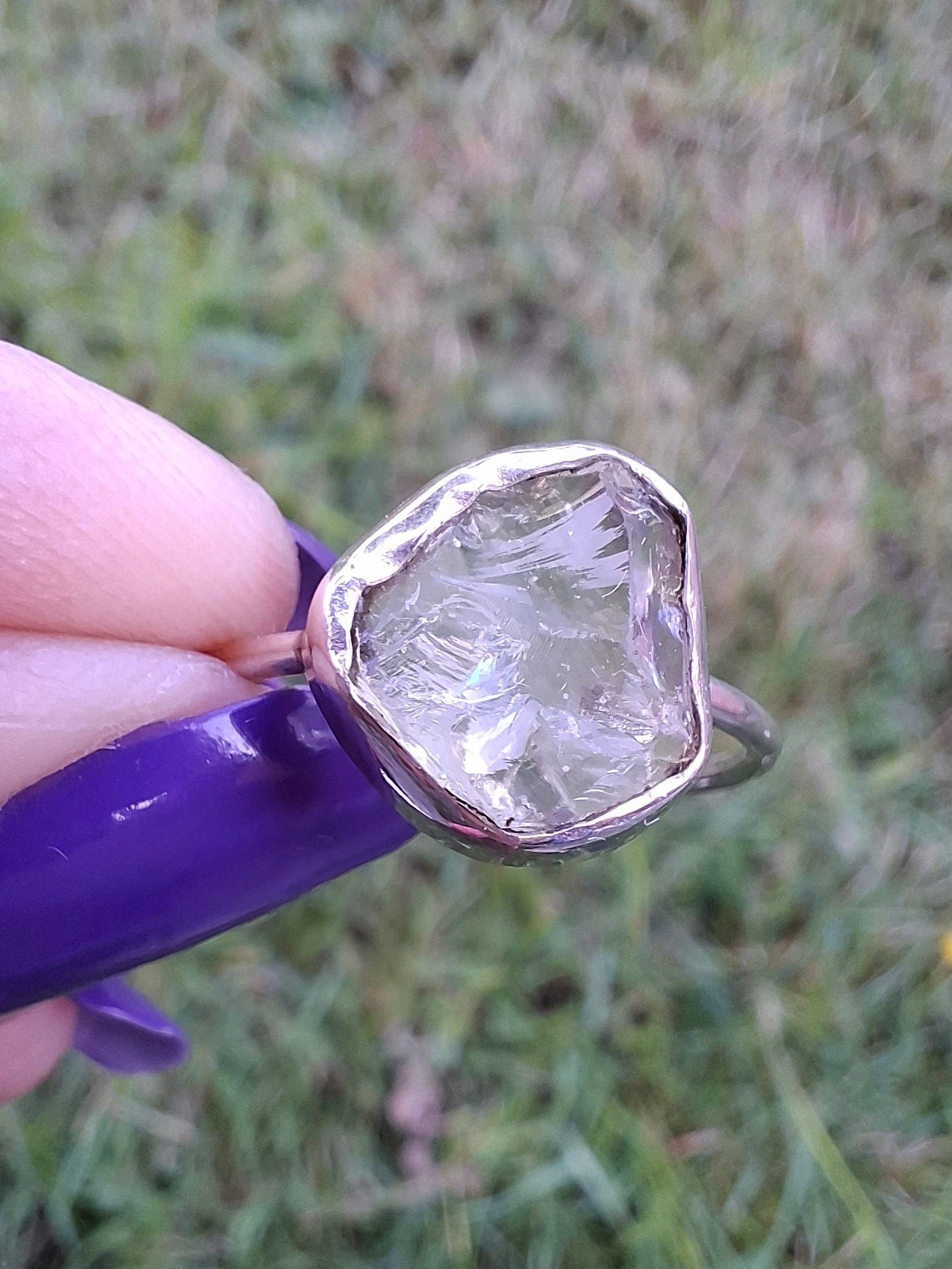 Libyan Desert Glass Ring, size large T, 925 Silver, Tektite (Ref: LR50)