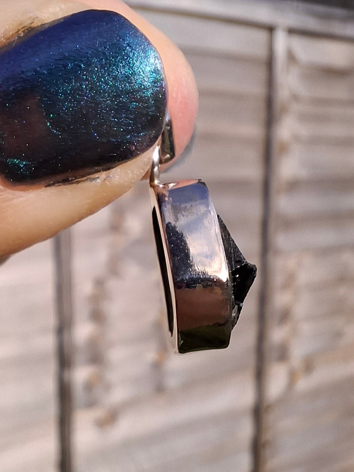 Moldavite Pendant, 925 Silver, Tektite (Ref: P2)