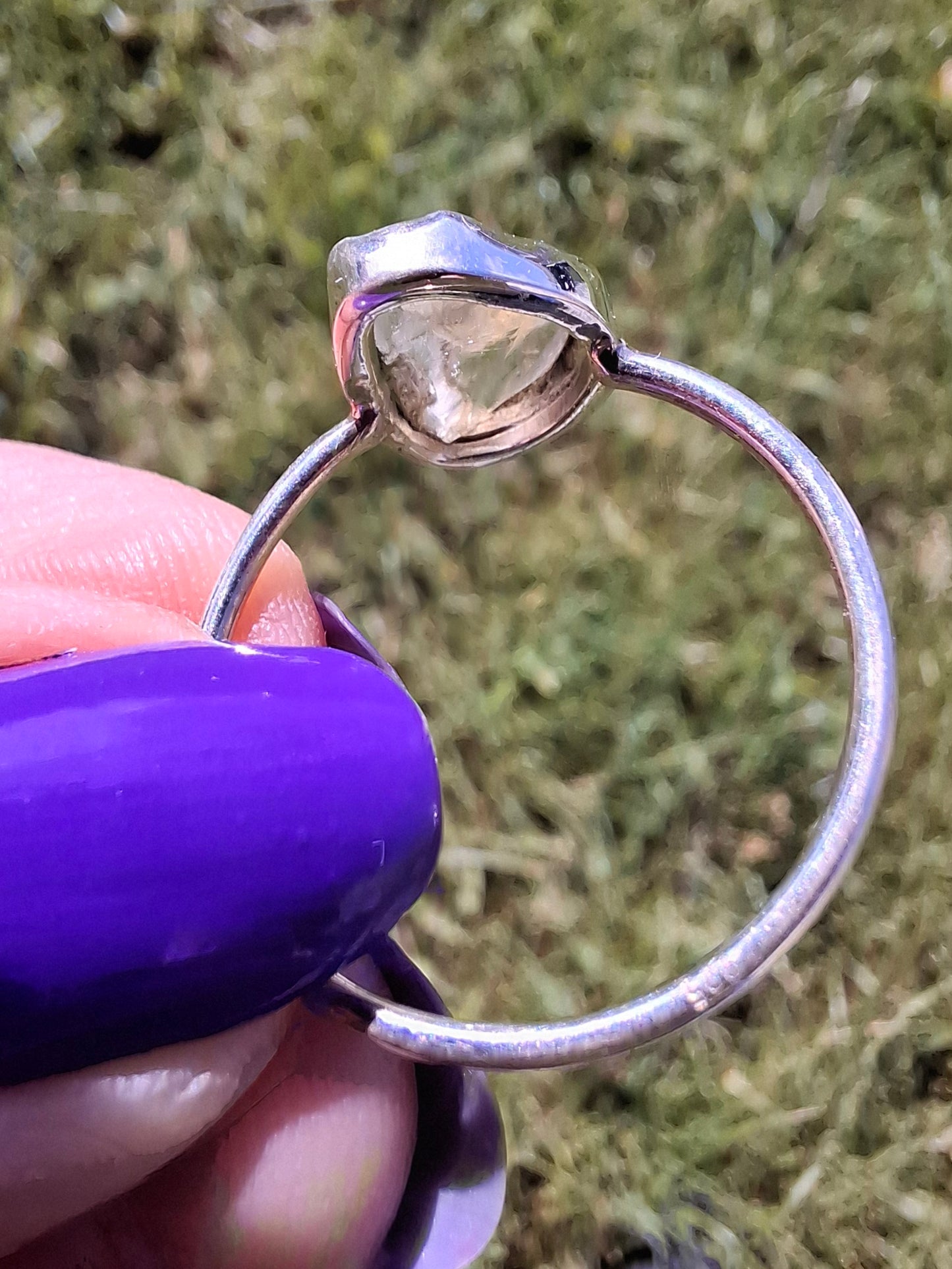 Libyan Desert Glass Ring, size large W, 925 Silver, Tektite (Ref: LR63)