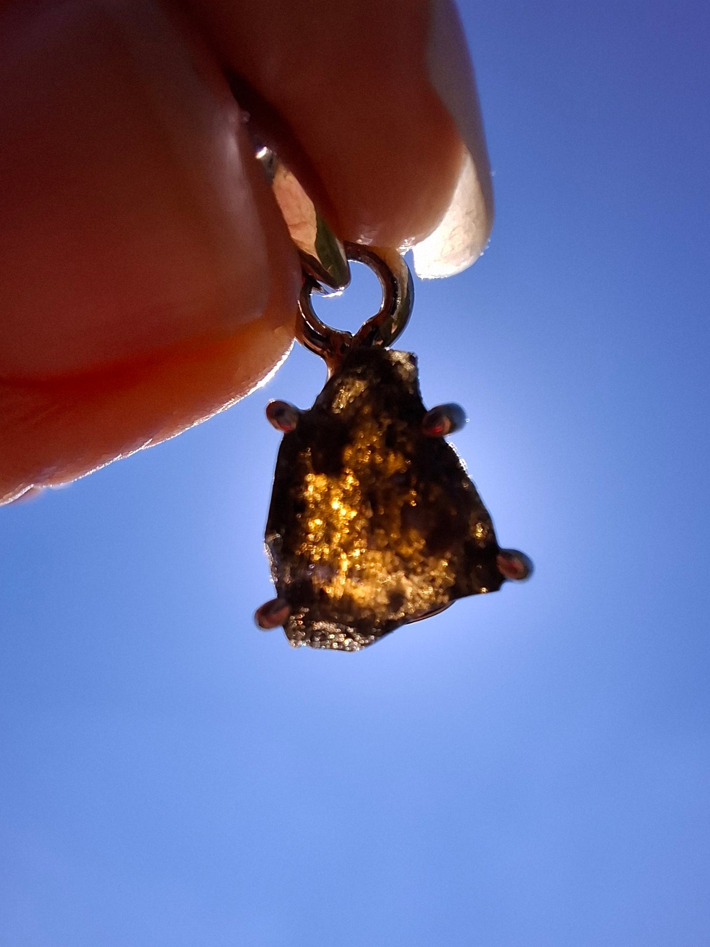 Moldavite Claw Pendant, 925 Silver, Tektite (Ref: P18)