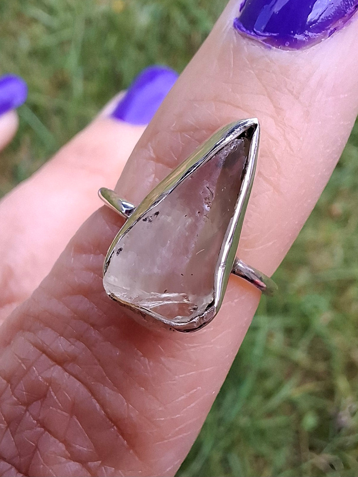 Libyan Desert Glass Ring, size large G, 925 Silver, Tektite (Ref: LR1)