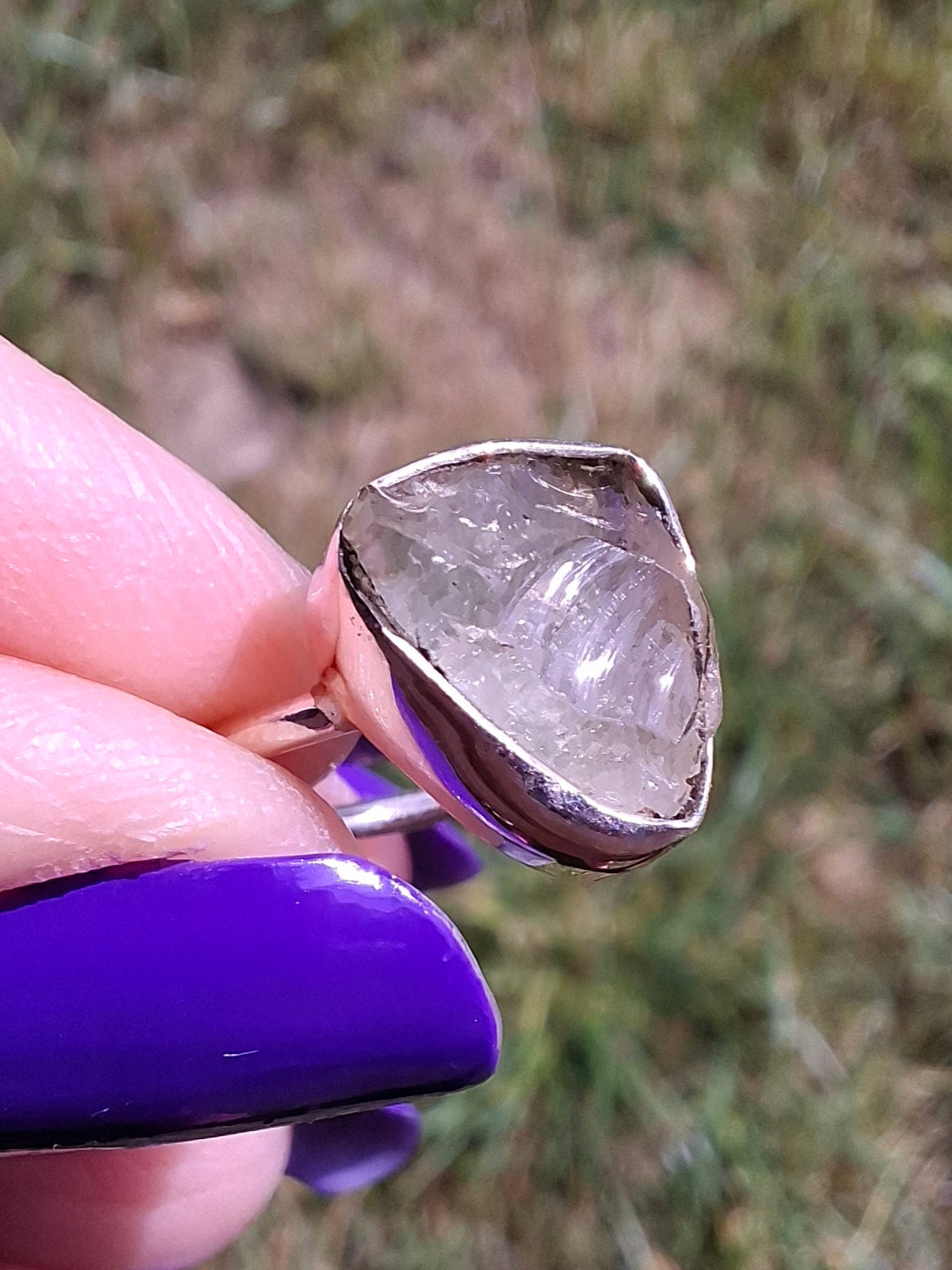 Libyan Desert Glass Ring, size large G, 925 Silver, Tektite (Ref: LR3)