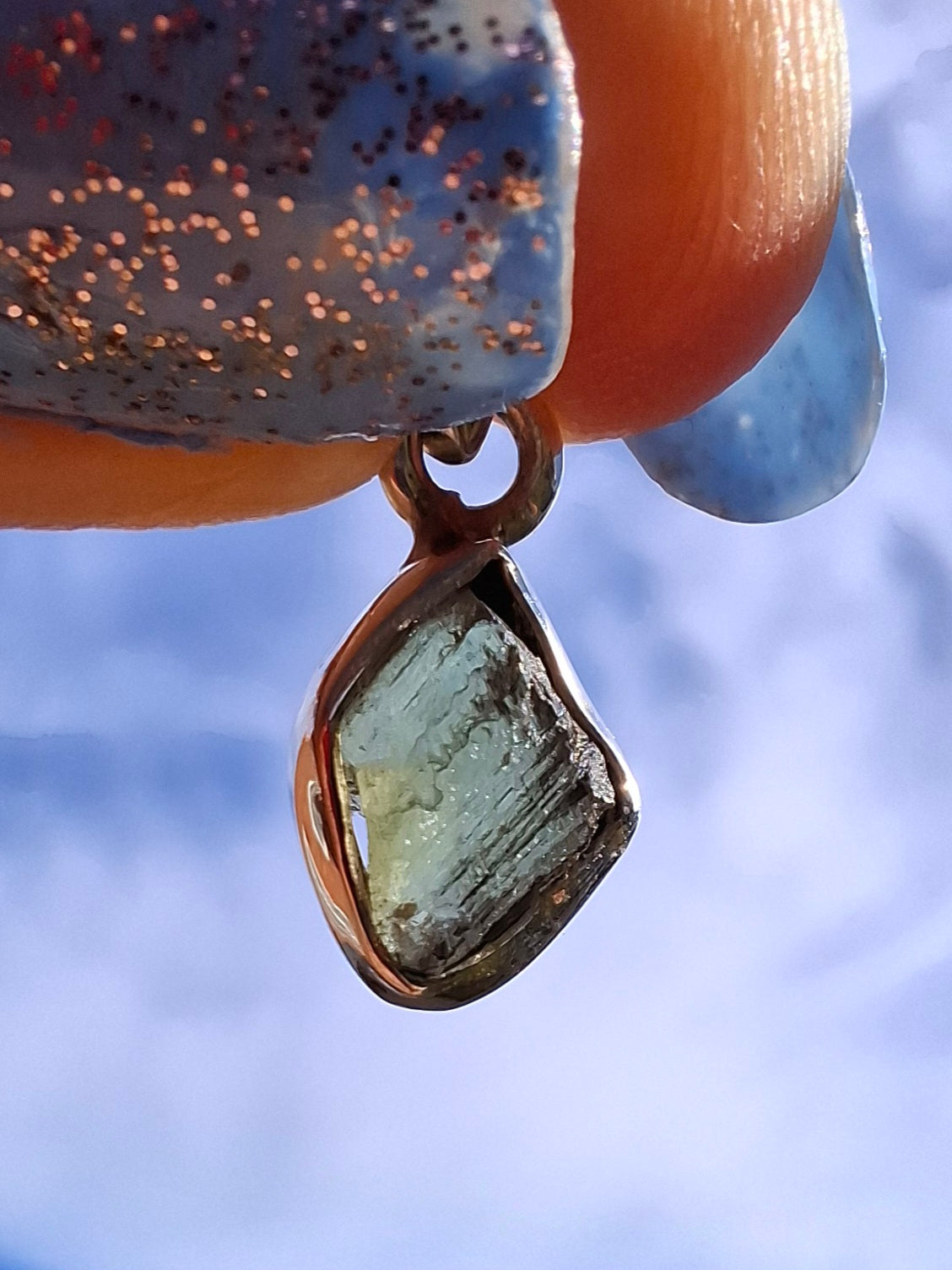 Moldavite Pendant, 925 Silver, Tektite (Ref: P52)