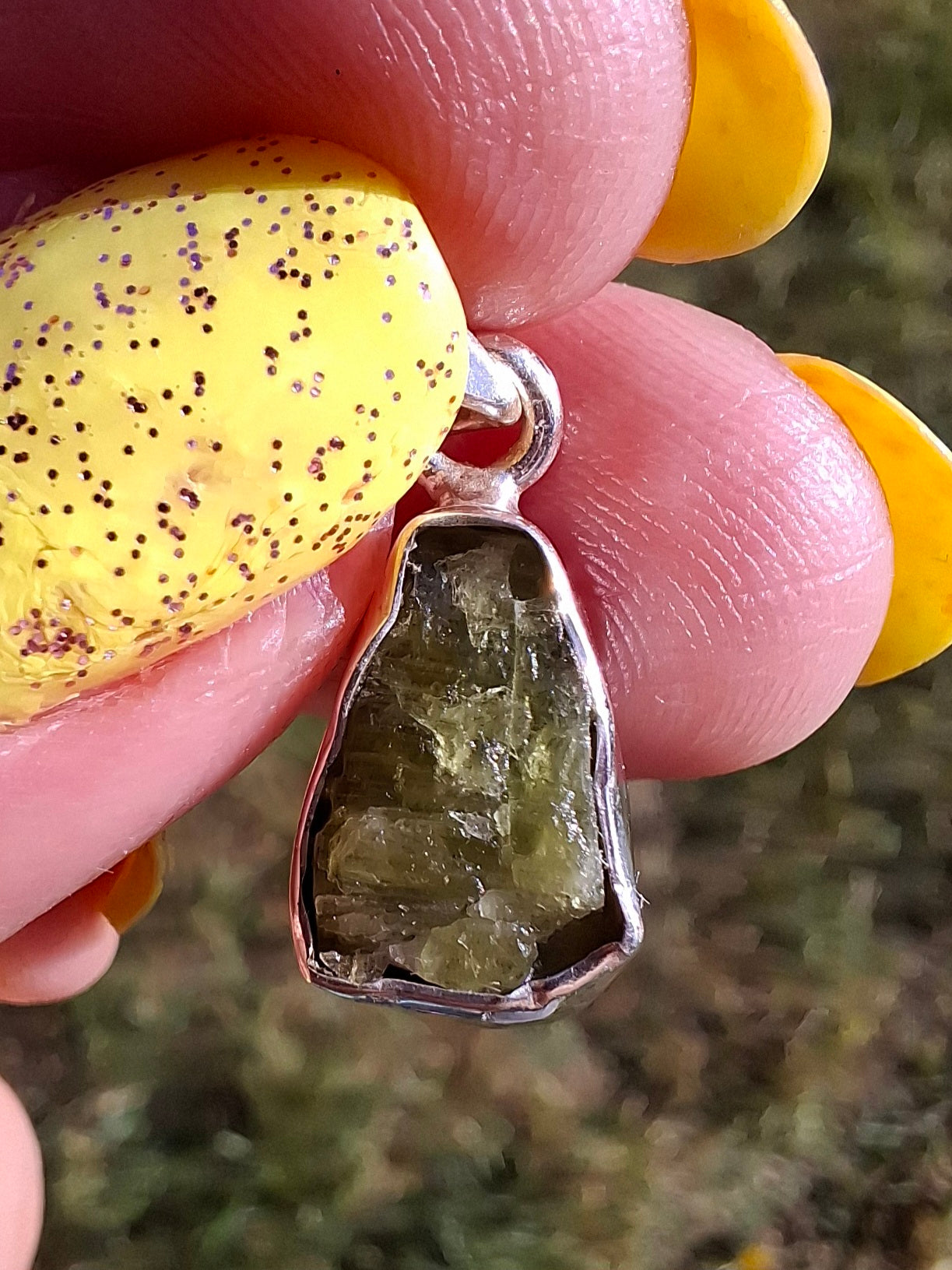 Green Tourmaline Pendant, 925 Silver, Crystal (Ref: GT5)