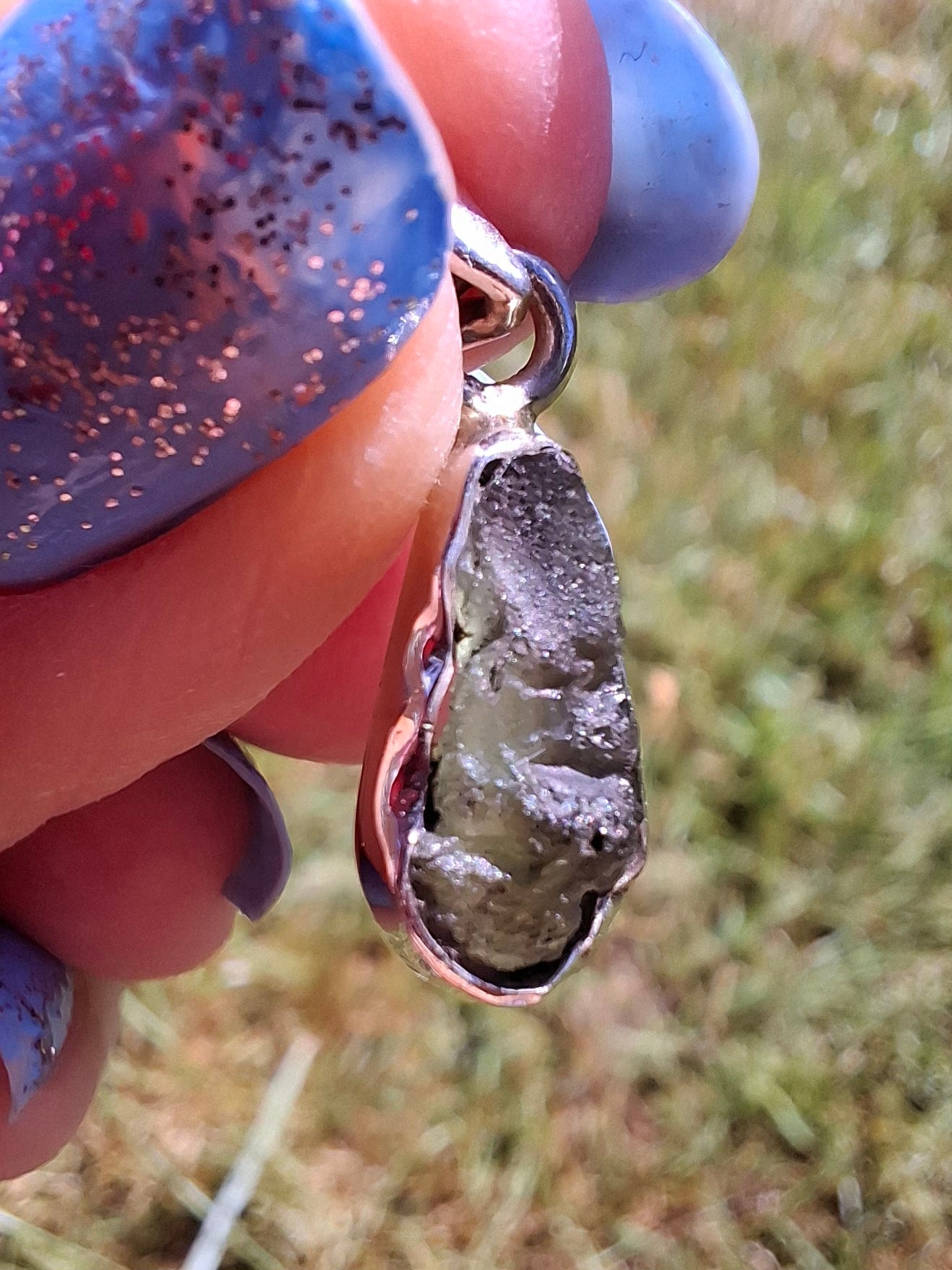 Moldavite Pendant, 925 Silver, Tektite (Ref: P73)
