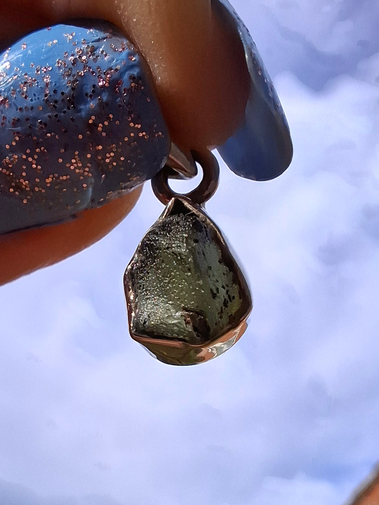 Moldavite Pendant, 925 Silver, Tektite (Ref: P59)