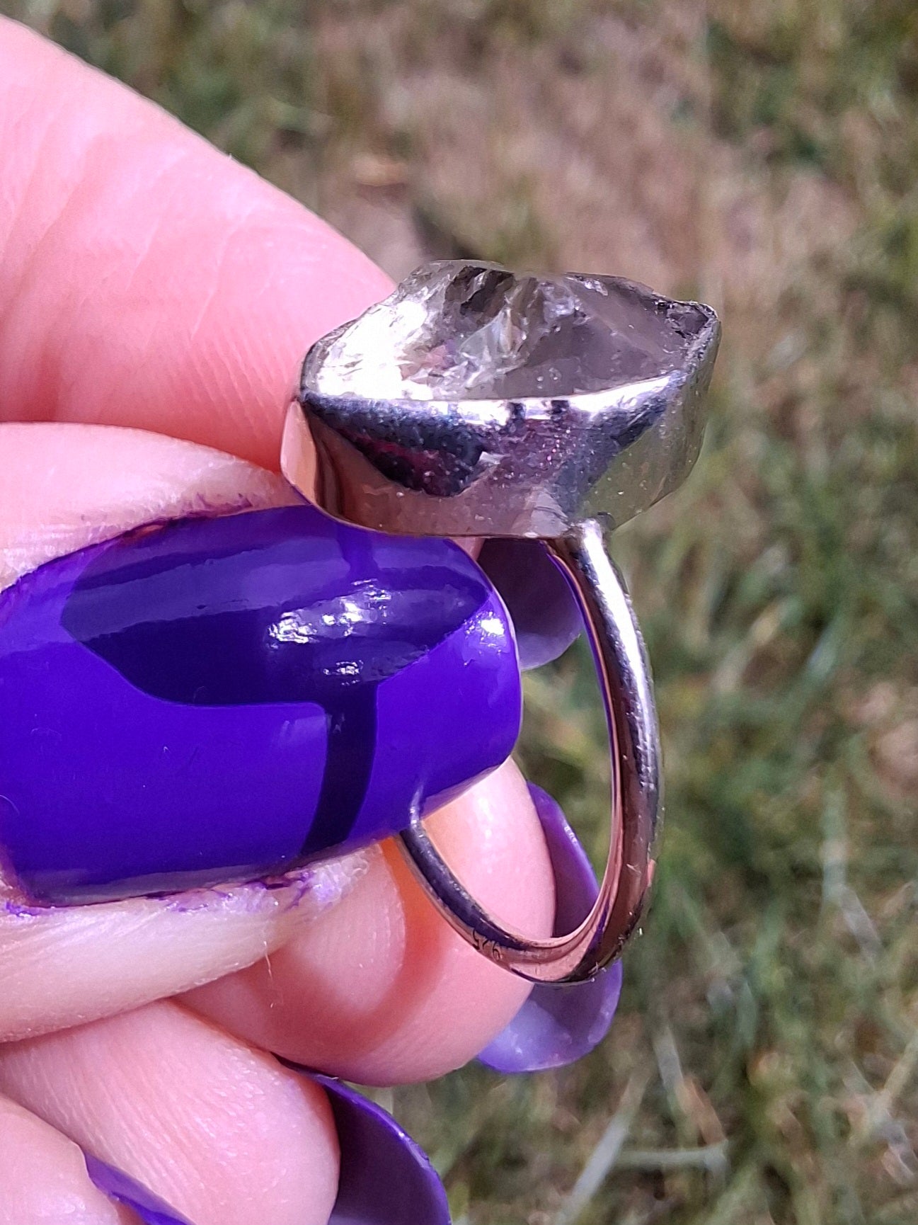 Libyan Desert Glass Ring, size J, 925 Silver, Tektite (Ref: LR6)