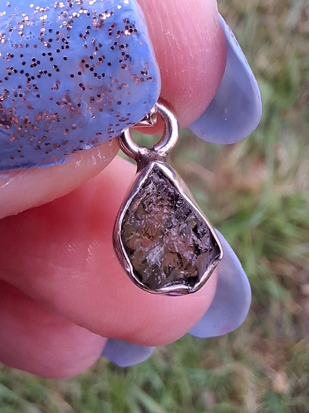 Moldavite Pendant, 925 Silver, Tektite (Ref: P62)