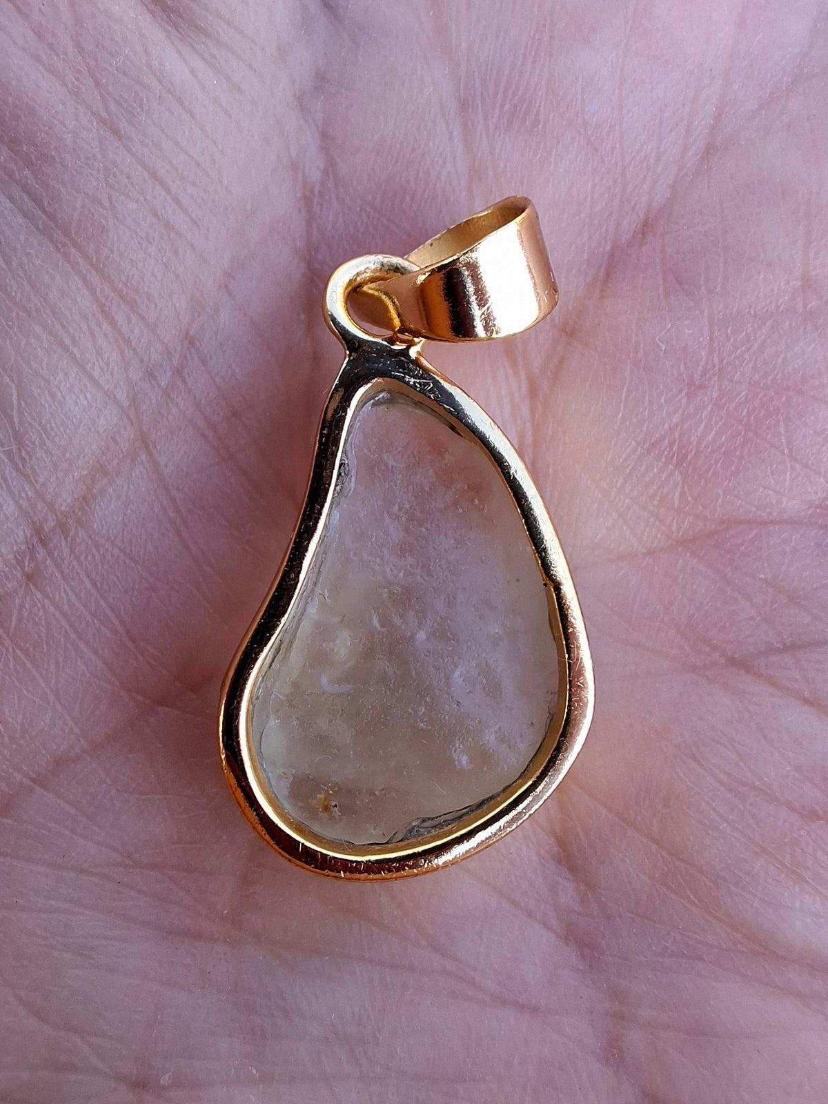 Libyan Desert Glass Pendant, 14K GOLD Plated, Tektite (Ref: LP115)