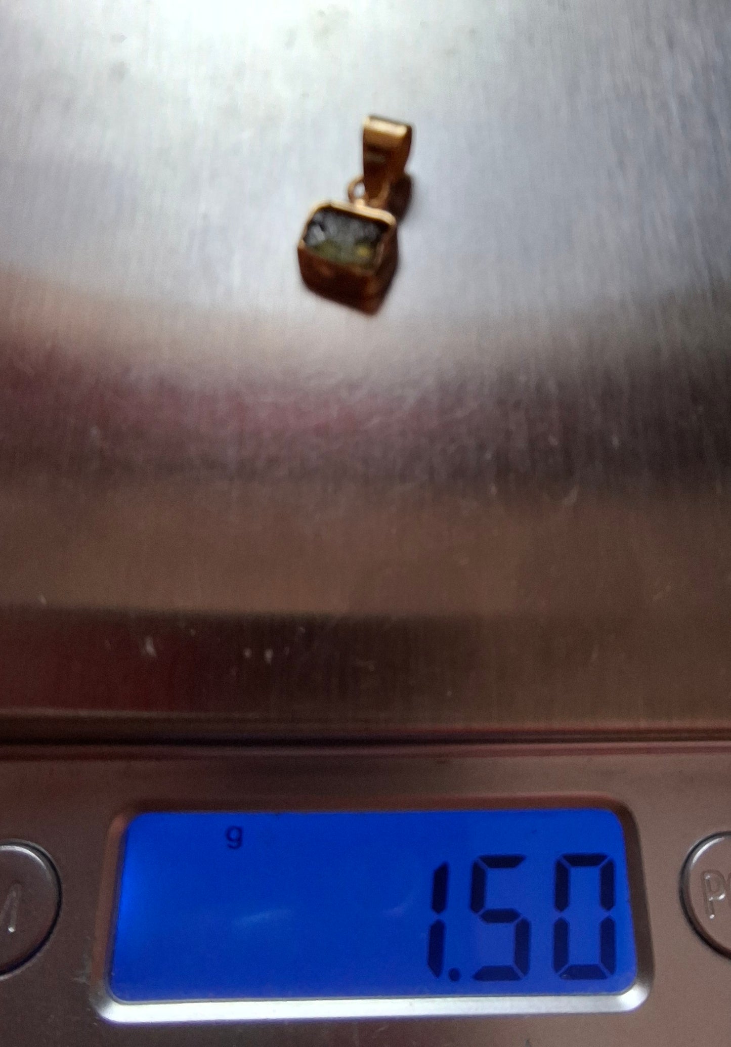 Moldavite Pendant, 14K GOLD Plated, Tektite (Ref: P453)