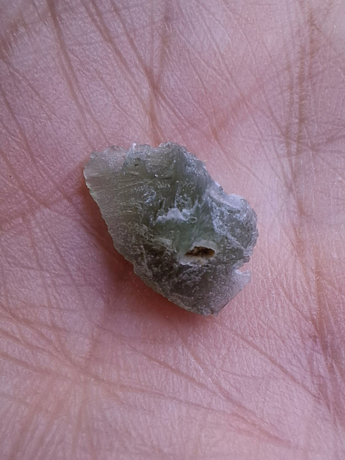 Moldavite Piece, SNOWFLAKE, FROSTED, BRUSNA, 0.50g, Tektite (Ref: 1498)