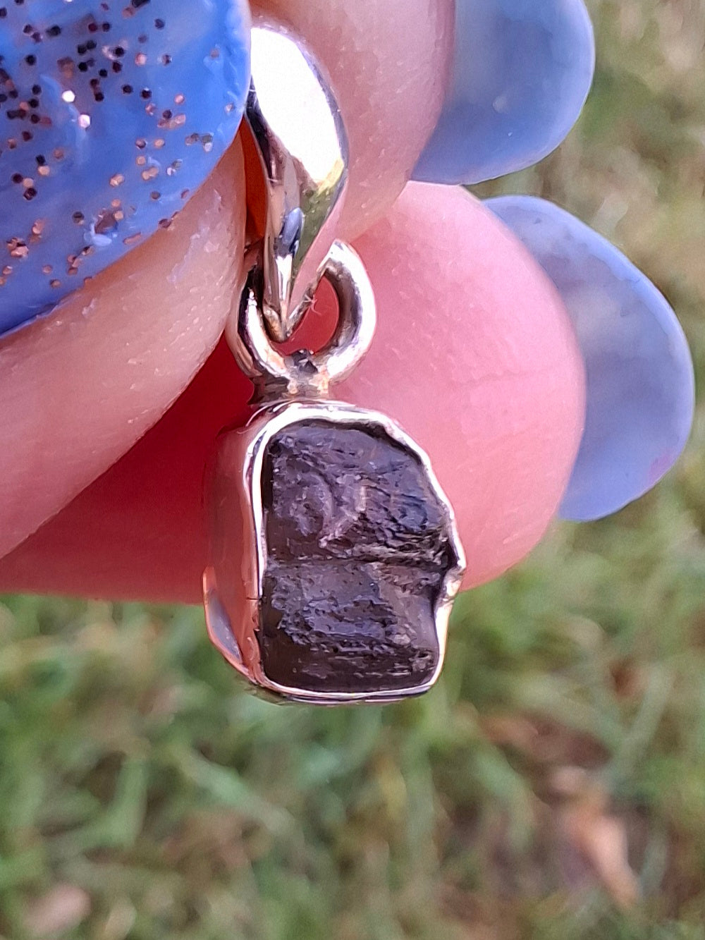 Moldavite Pendant, 925 Silver, Tektite (Ref: P44)