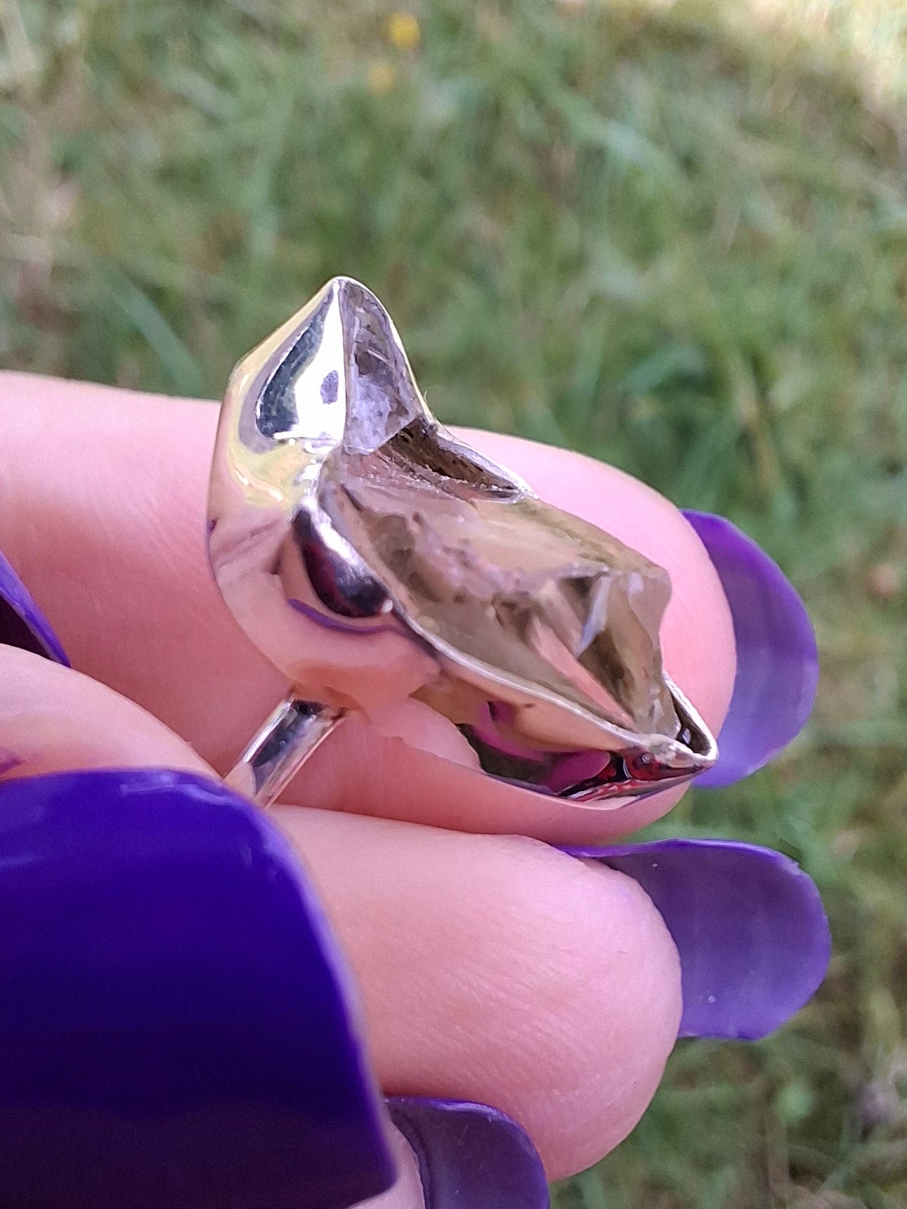 Libyan Desert Glass Ring, size large G, 925 Silver, Tektite (Ref: LR4)
