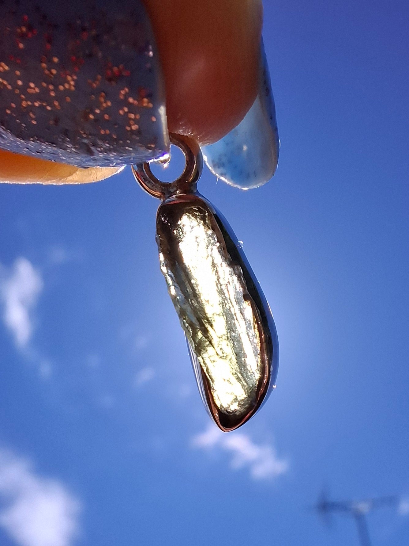 Moldavite Pendant, 925 Silver, Tektite (Ref: P82)
