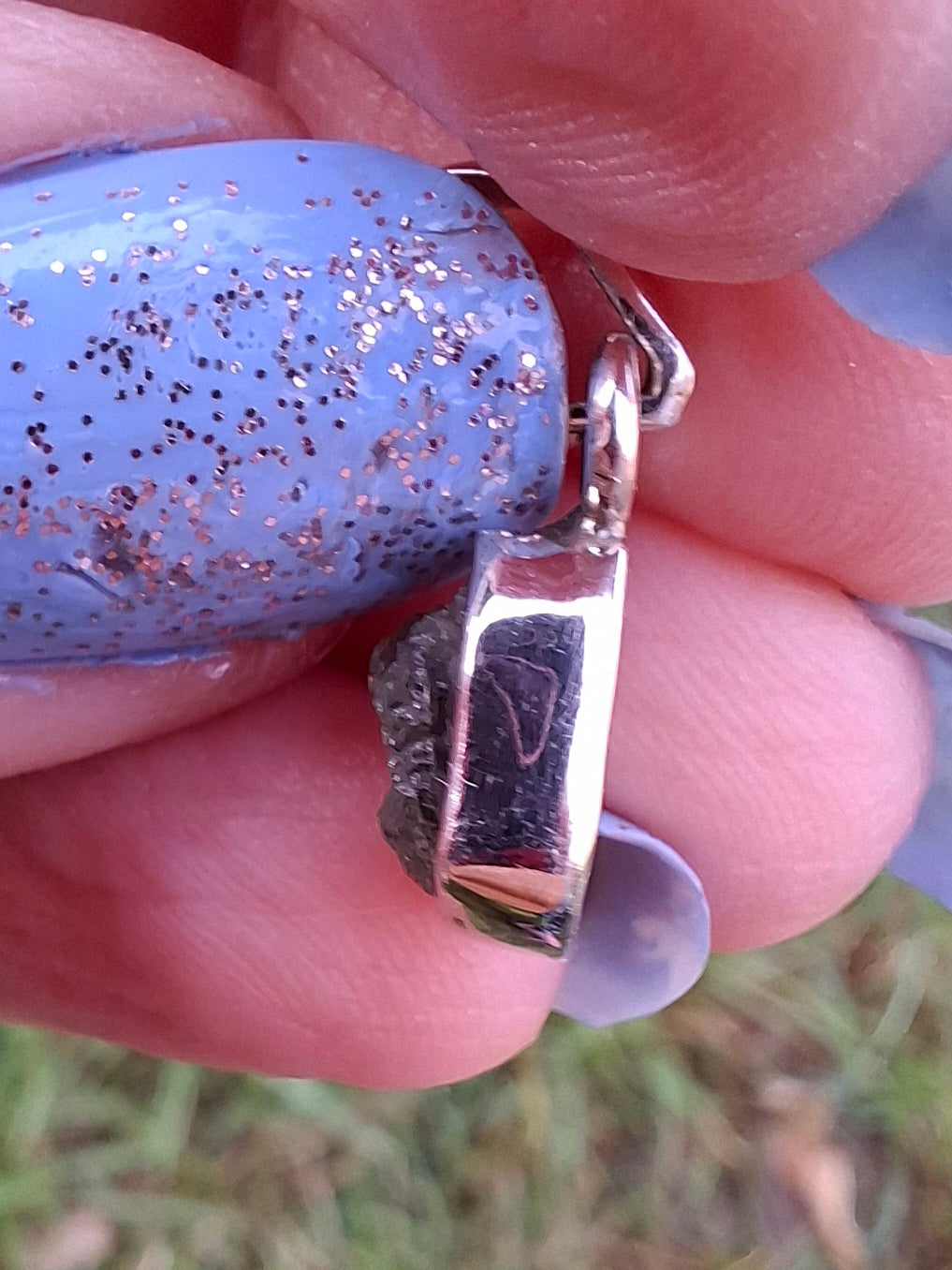 Moldavite Piece, 925 Silver, Tektite (Ref: P54)