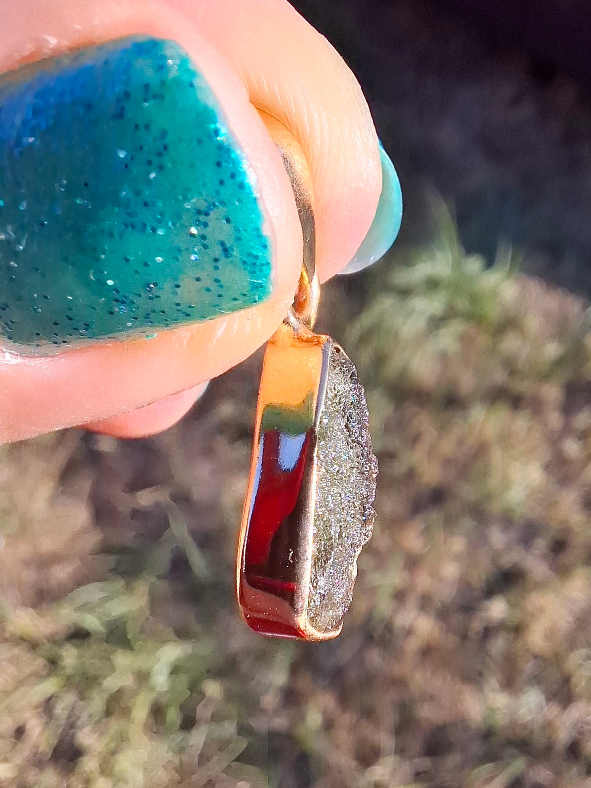 Moldavite Pendant, 14K GOLD Plated, Tektite (Ref: P450)