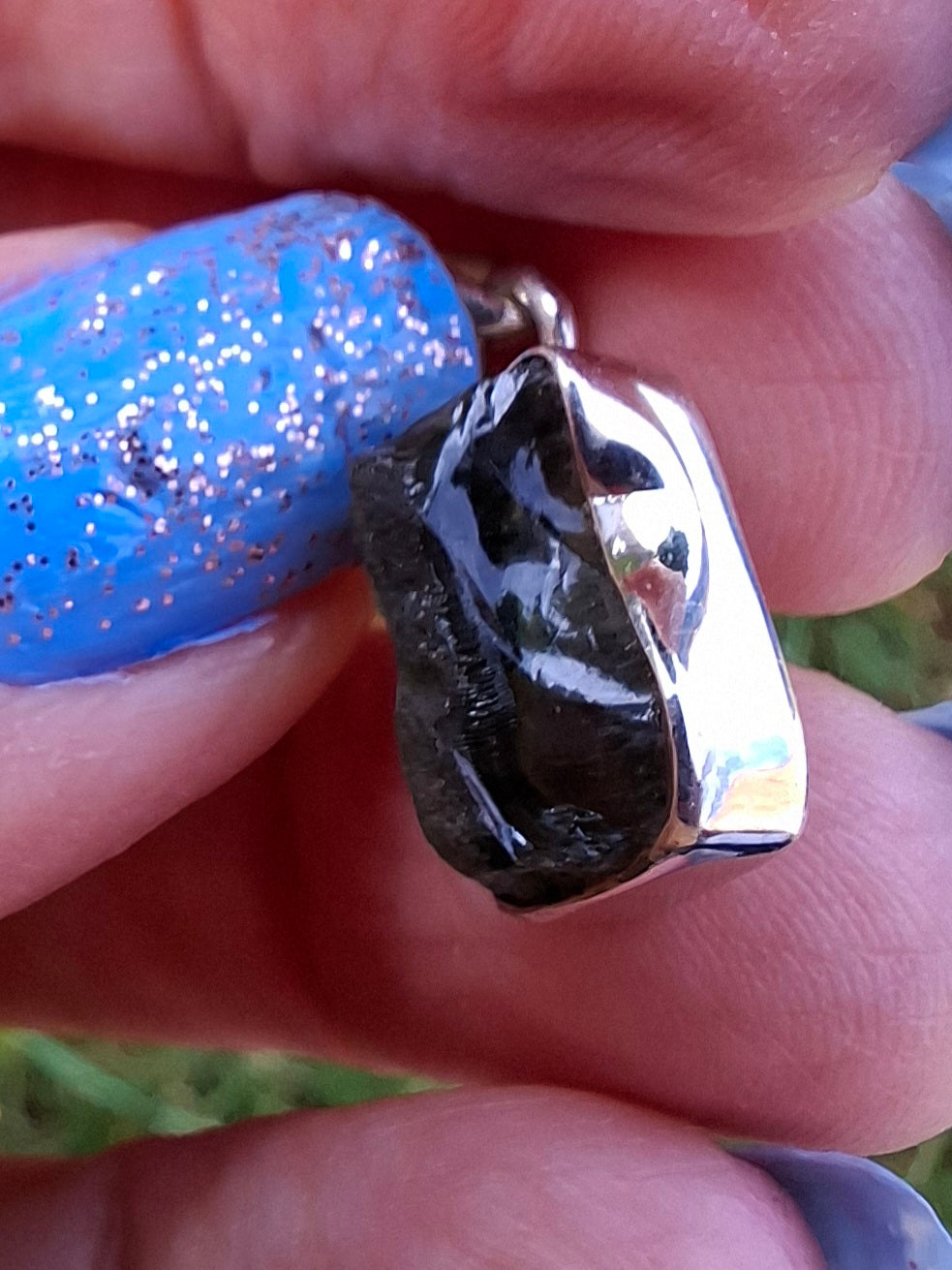 Moldavite Pendant, 925 Silver, Tektite (Ref: P31)