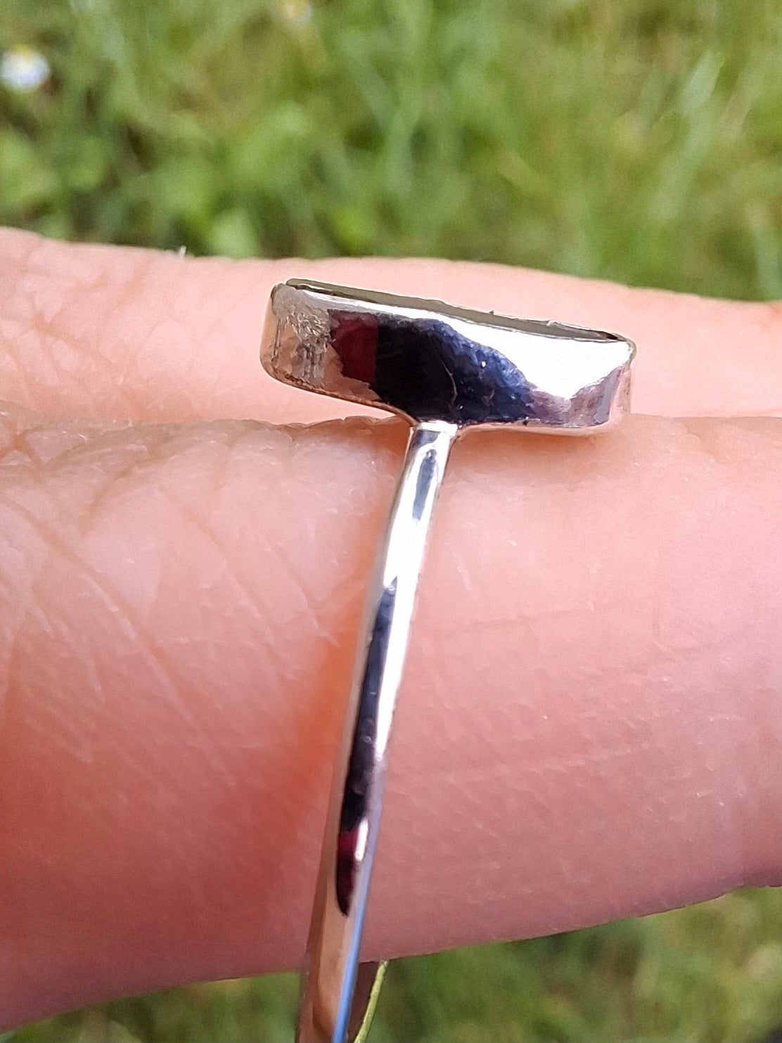 Moldavite Ring, size large R, 925 Silver, Tektite (Ref: R48)