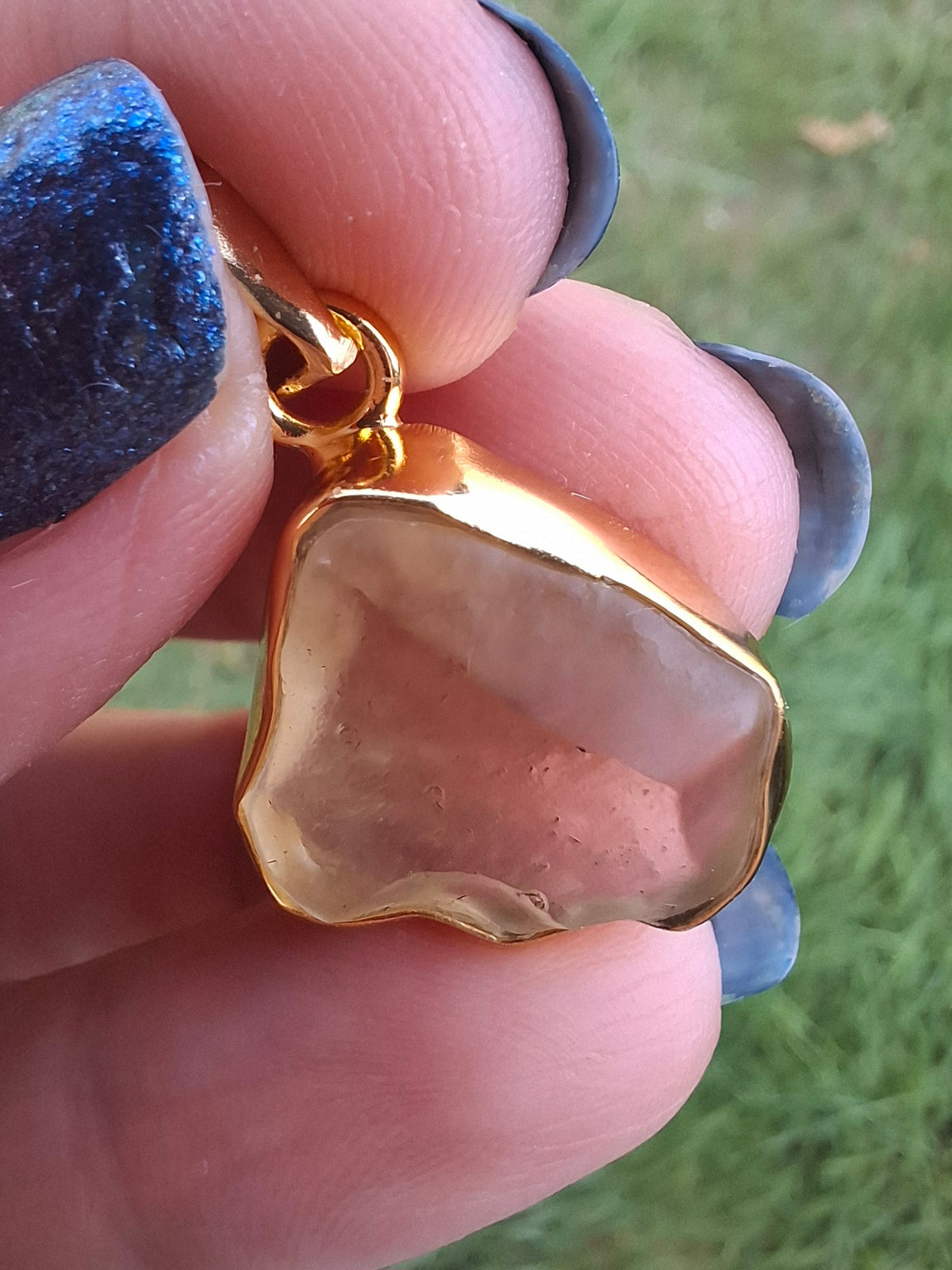 Libyan Desert Glass Pendant, 14K GOLD Plated, Tektite (Ref: LP125)
