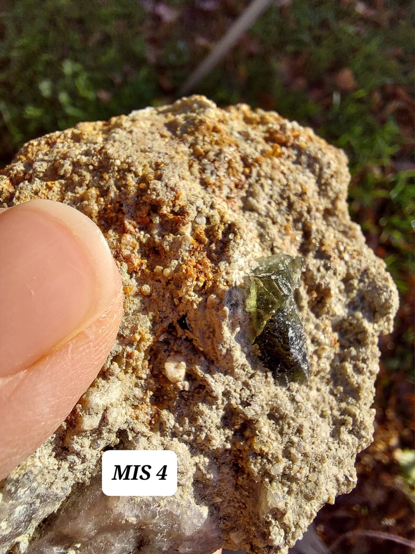 Moldavite In-Situ (in matrix), Besednice, Est- 2g, Tektite (Ref: MIS4)