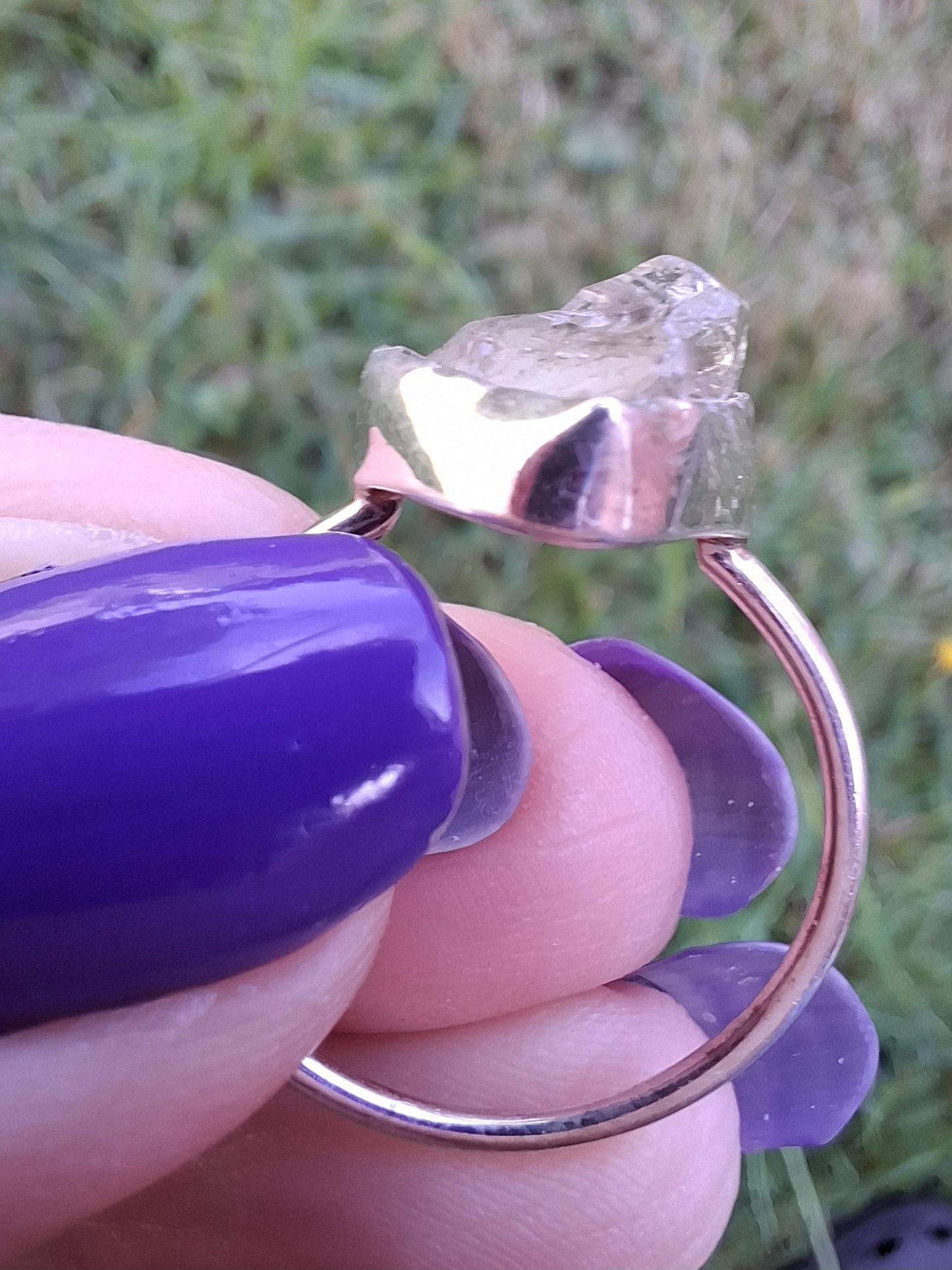 Libyan Desert Glass Ring, size large S/small T, 925 Silver, Tektite (Ref: LR47)