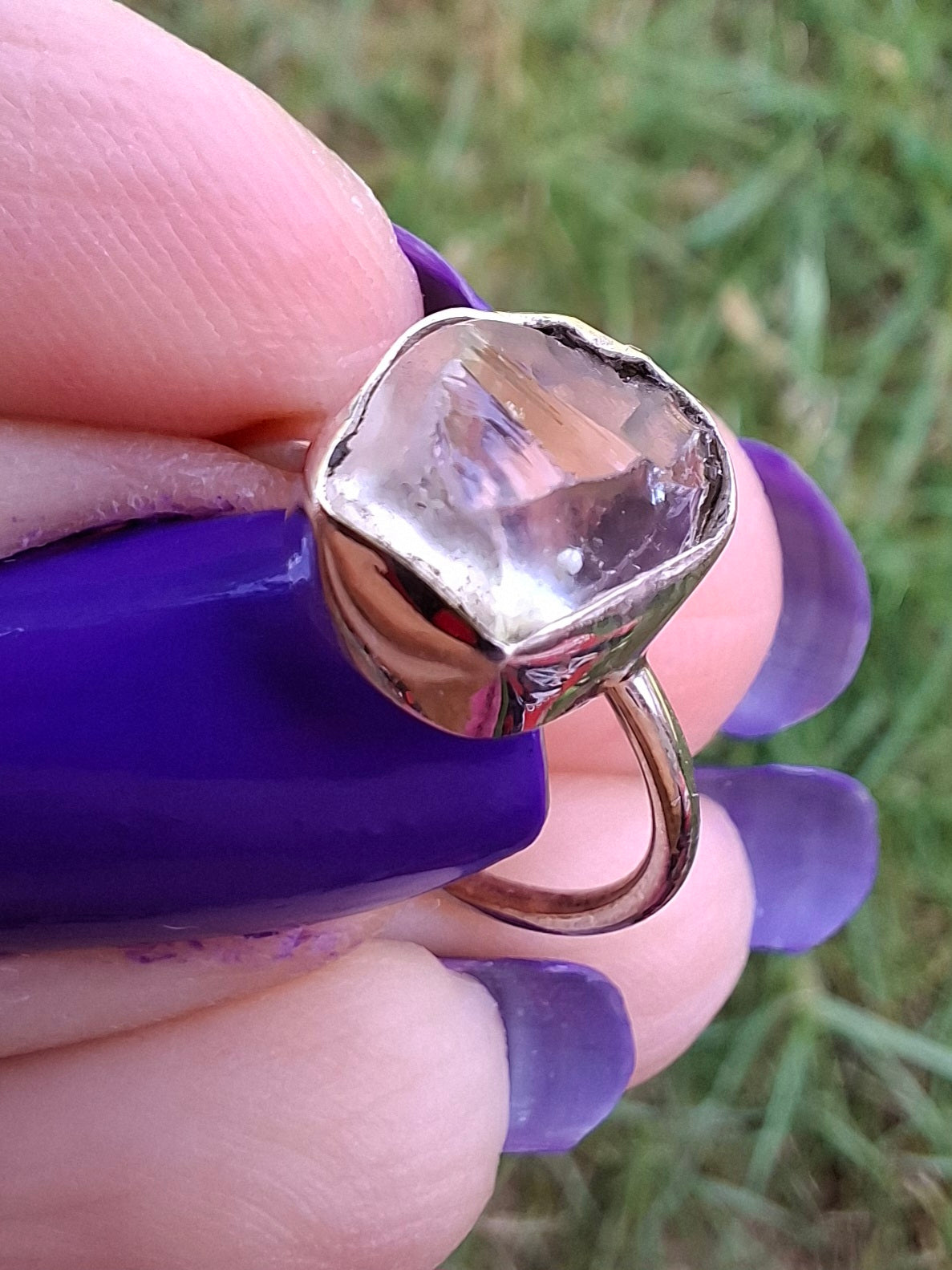 Libyan Desert Glass Ring, size large J, 925 Silver, Tektite (Ref: LR9)