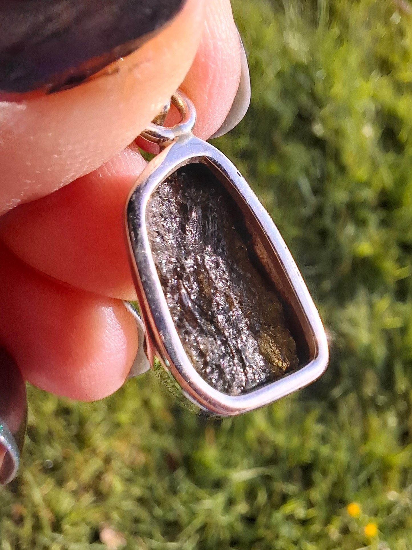 Moldavite Pendant, 925 Silver, Tektite (Ref: P15)