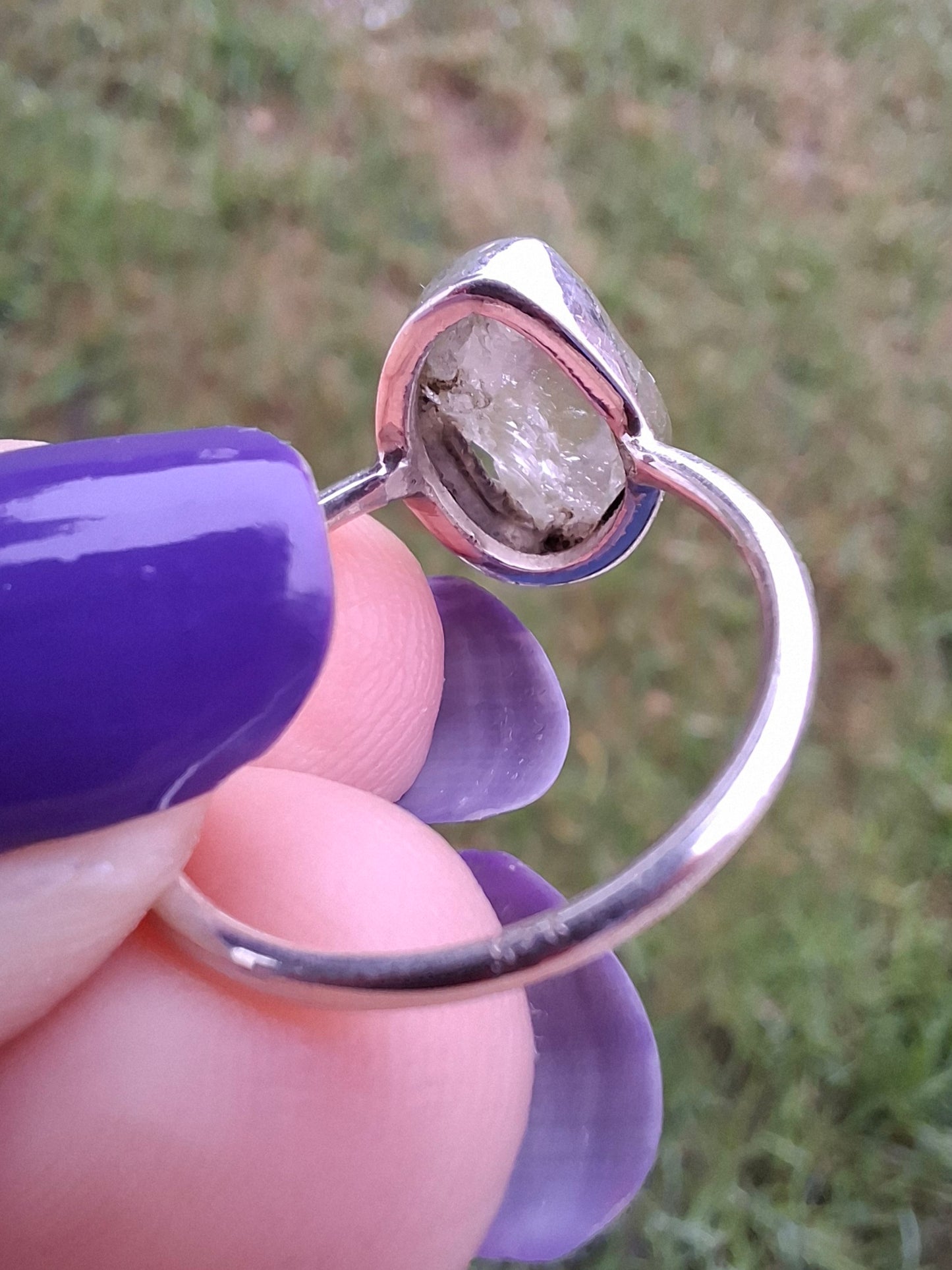 Libyan Desert Glass Ring, size small P, 925 Silver, Tektite (Ref: LR25)