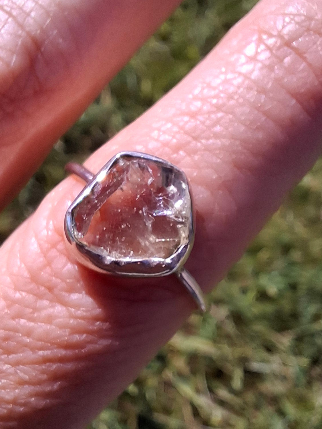 Libyan Desert Glass Ring, size large T, 925 Silver, Tektite (Ref: LR50)