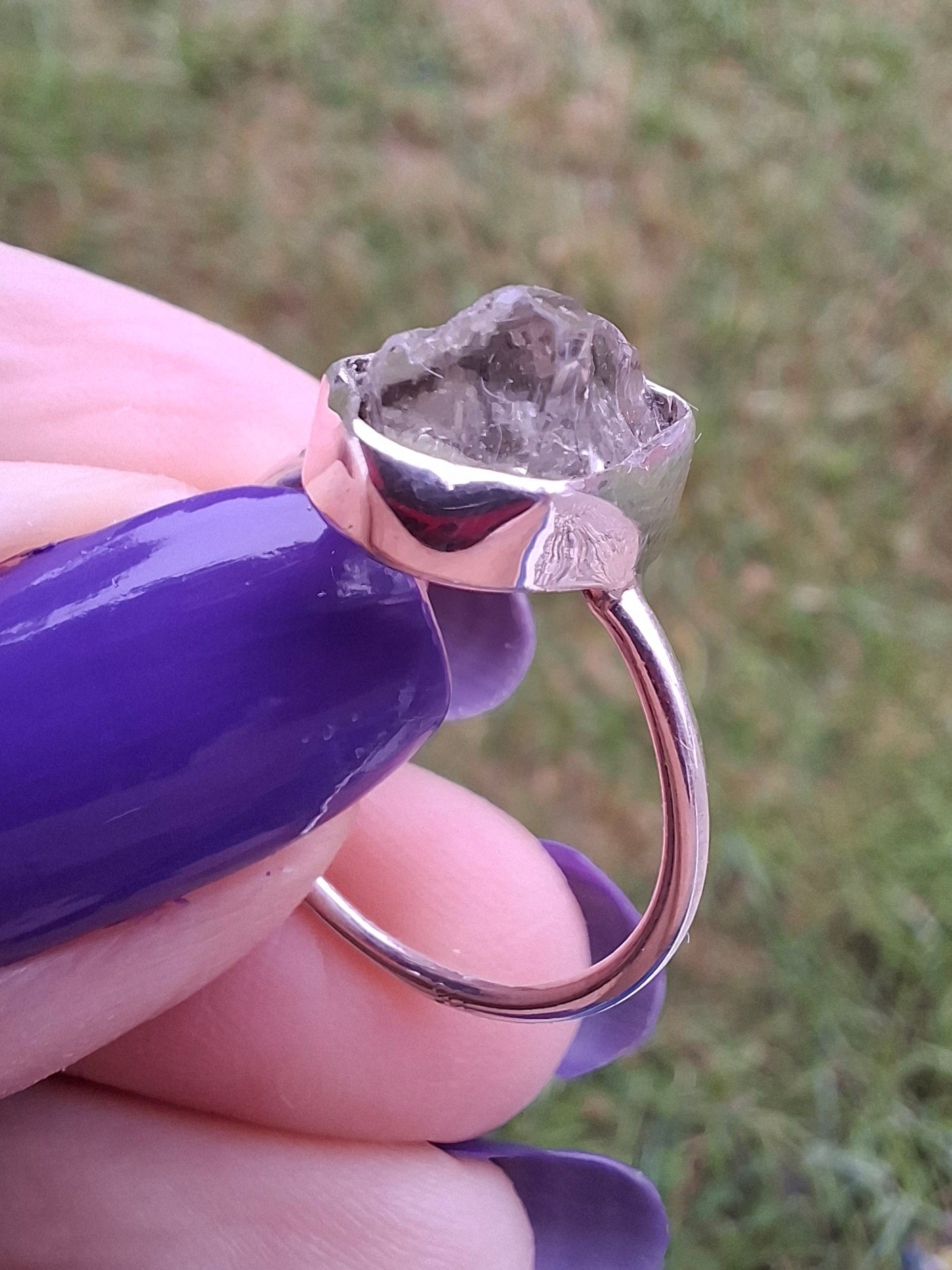 Libyan Desert Glass Ring, size large O, 925 Silver, Tektite (Ref: LR22)