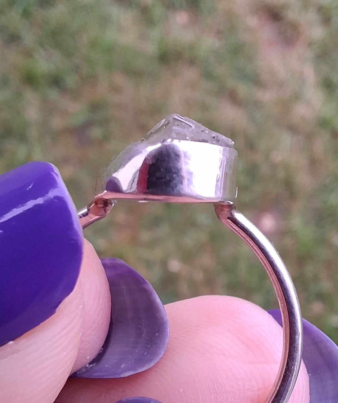 Libyan Desert Glass Ring, size large P, 925 Silver, Tektite (Ref: LR34)