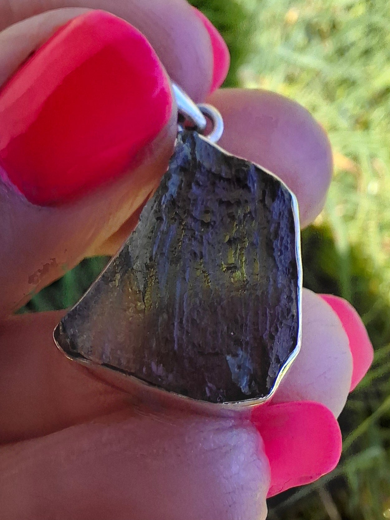 Moldavite Pendant, 925 Silver, Tektite (Ref: P432)