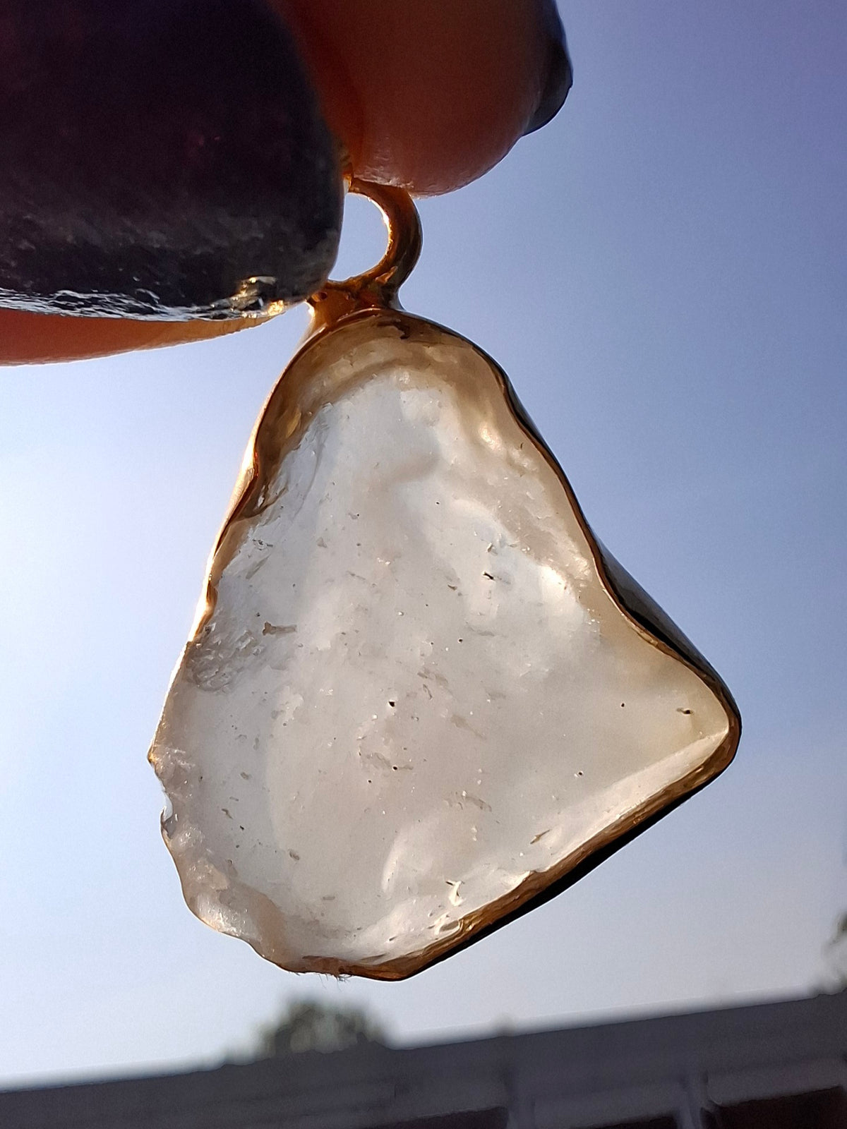 Libyan Desert Glass Pendant, 14K GOLD Plated, Tektite (Ref: LP121)