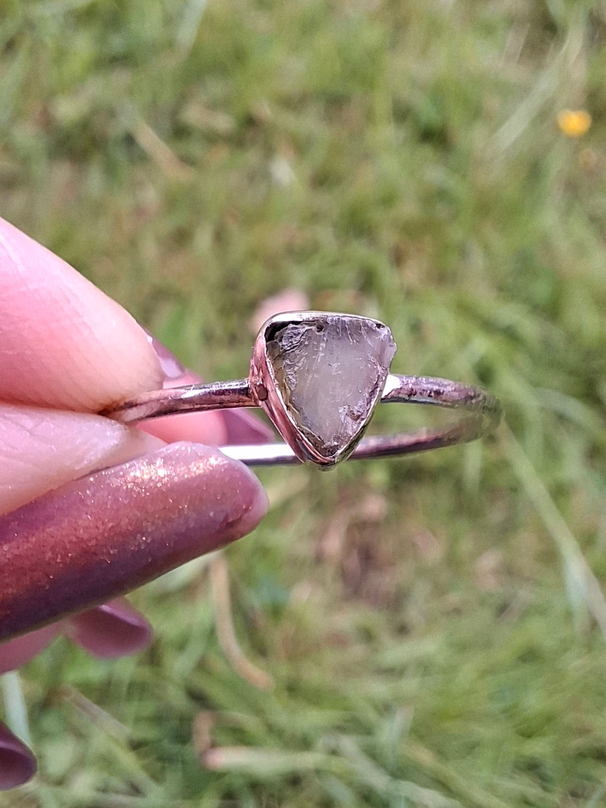 Moldavite Ring, size large R/small S, 925 Silver, Tektite (Ref: R67)