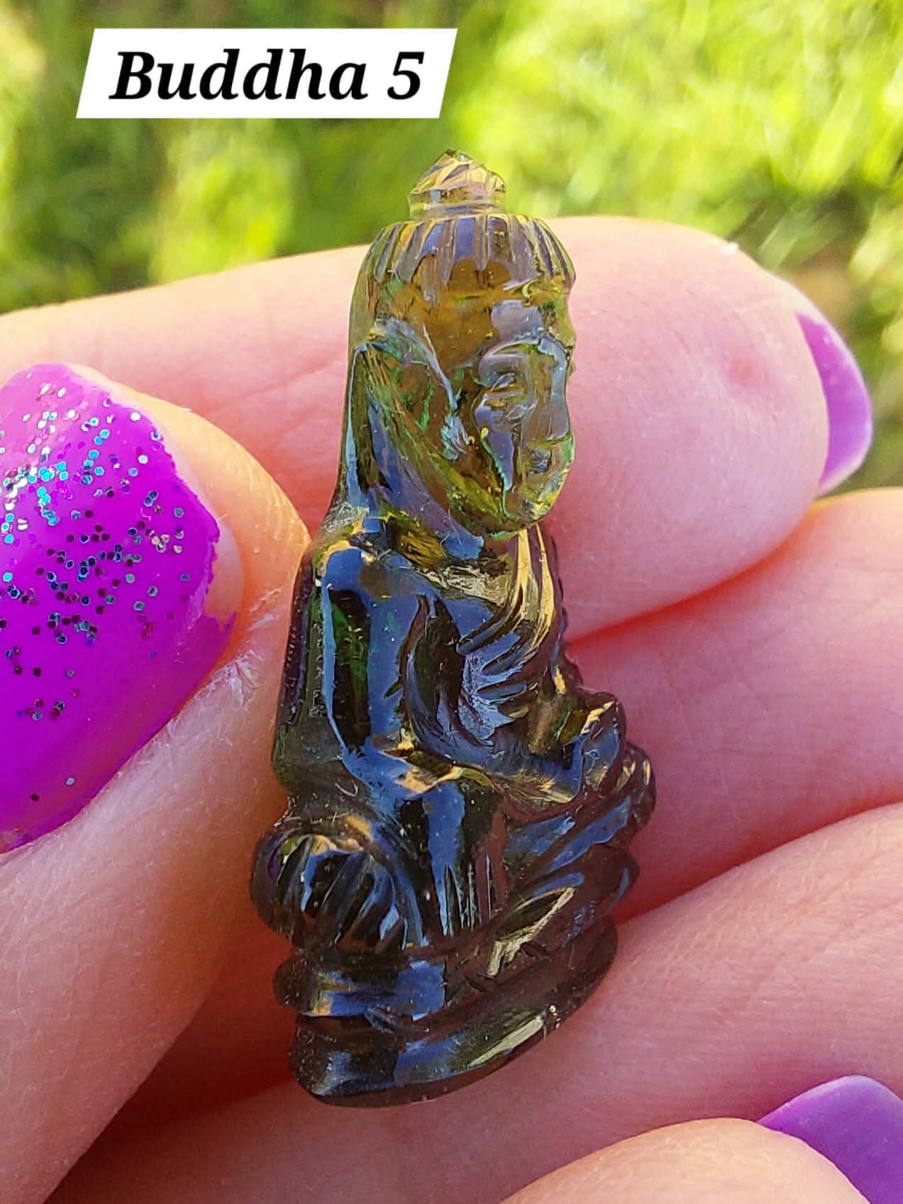 Moldavite BUDDHA Carving, 3.00g, Tektite (Ref: Buddha5)