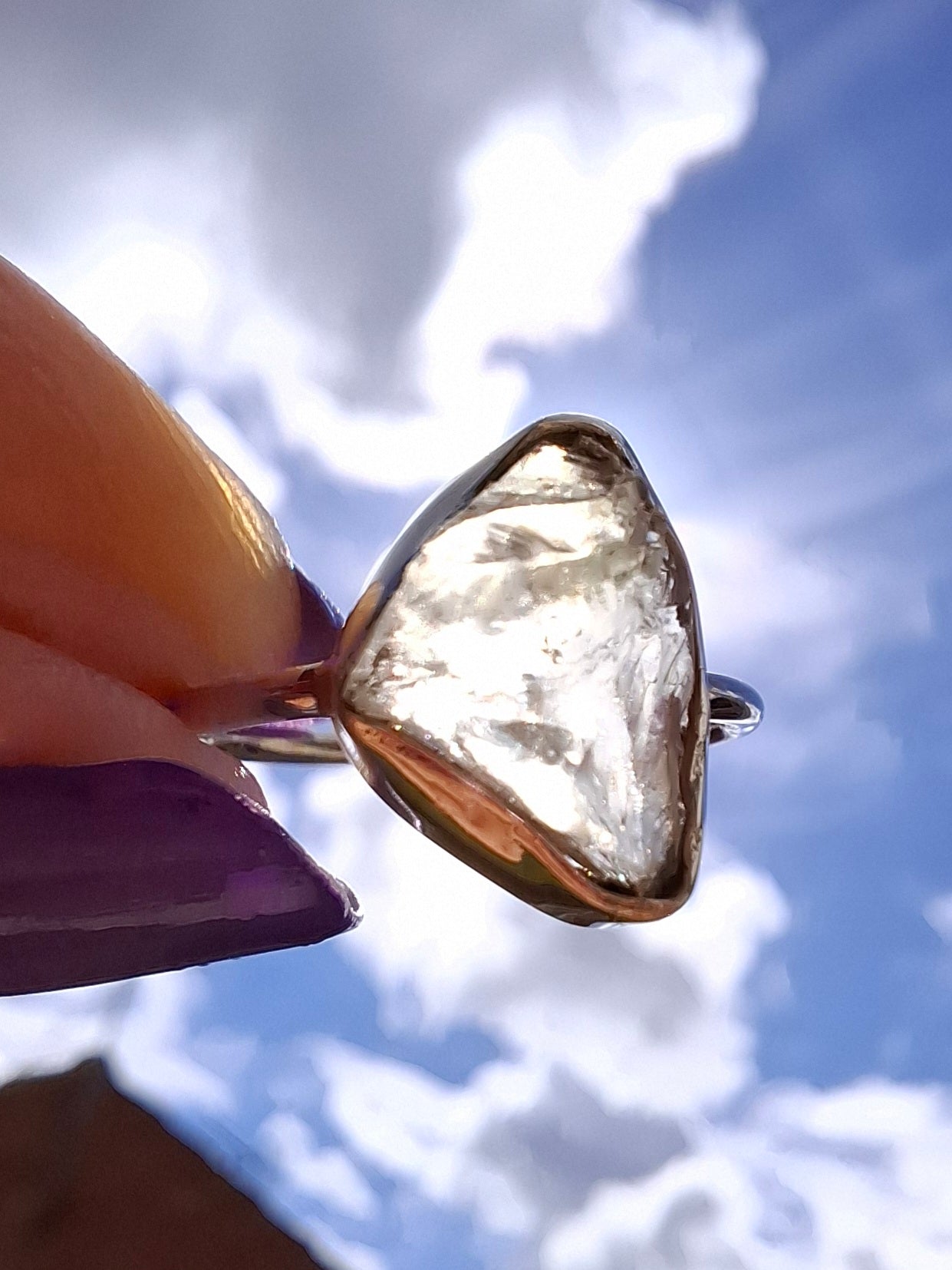 Libyan Desert Glass Ring, size large J/small K, 925 Silver, Tektite (Ref: LR10)