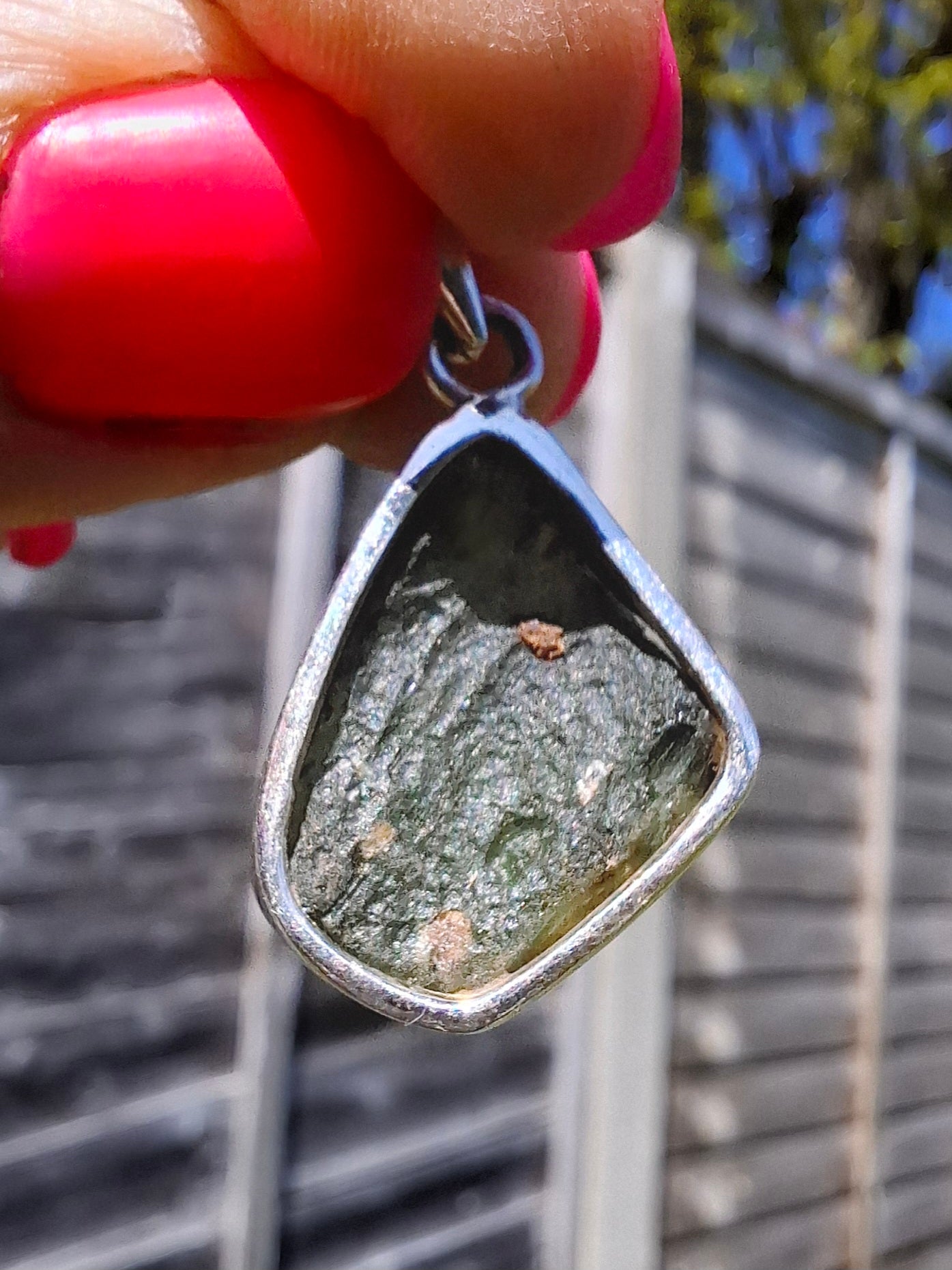 Moldavite Pendant, 925 Silver, Tektite (Ref: P429)