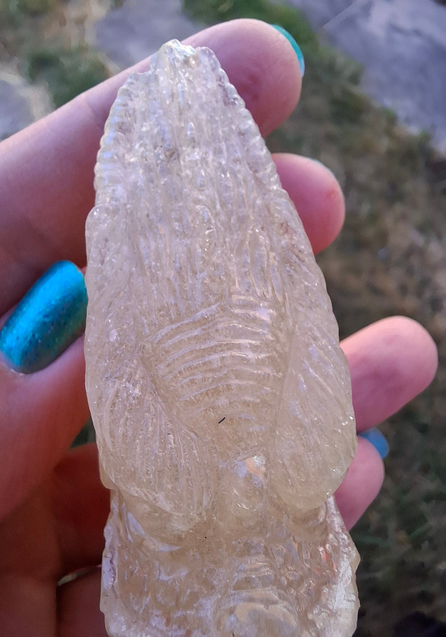 Libyan Desert Glass DRAGON HEAD Carving, 75.84g, Tektite (Ref: Dragon1)