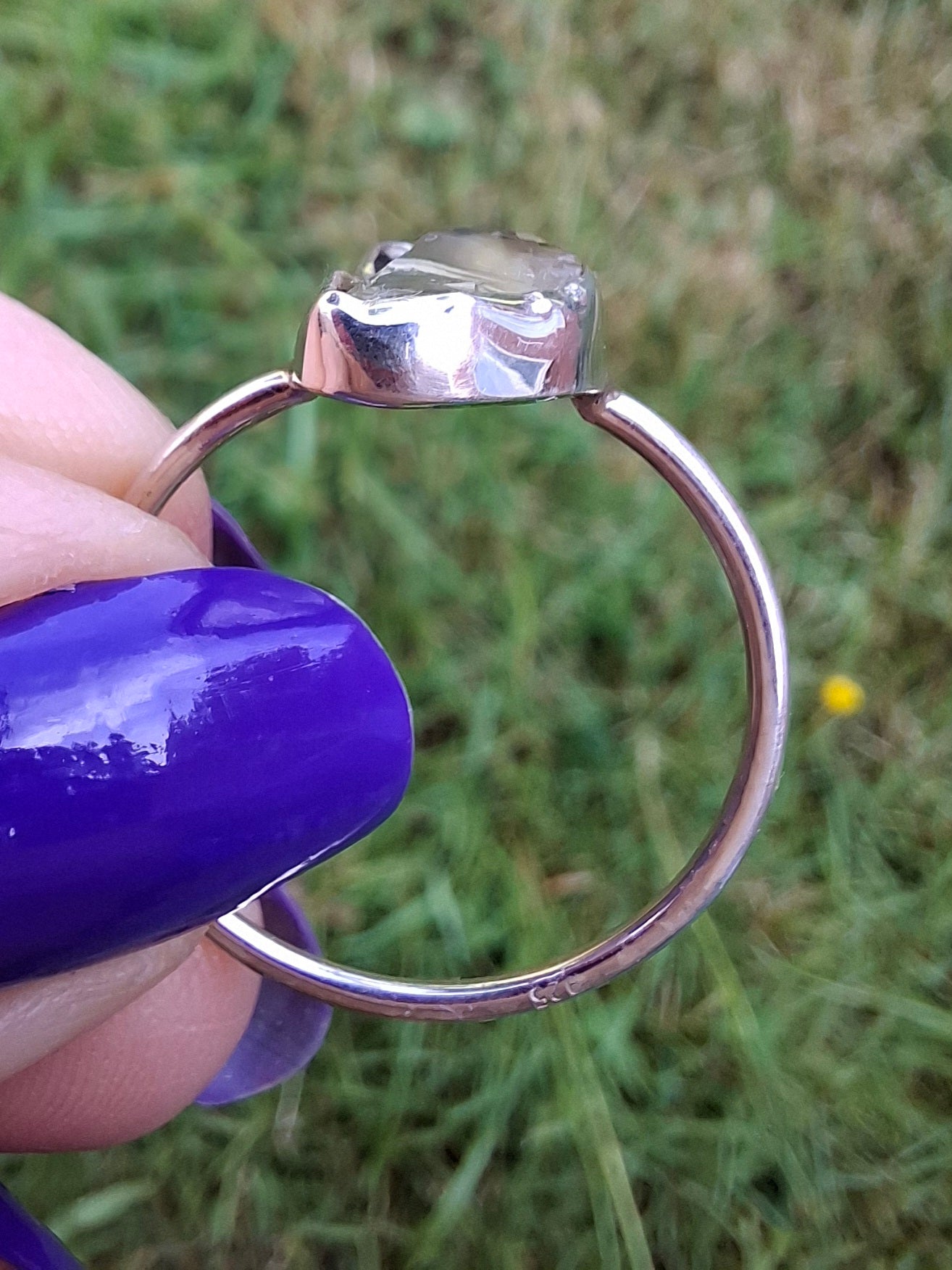 Libyan Desert Glass Ring, size large W, 925 Silver, Tektite (Ref: LR63)