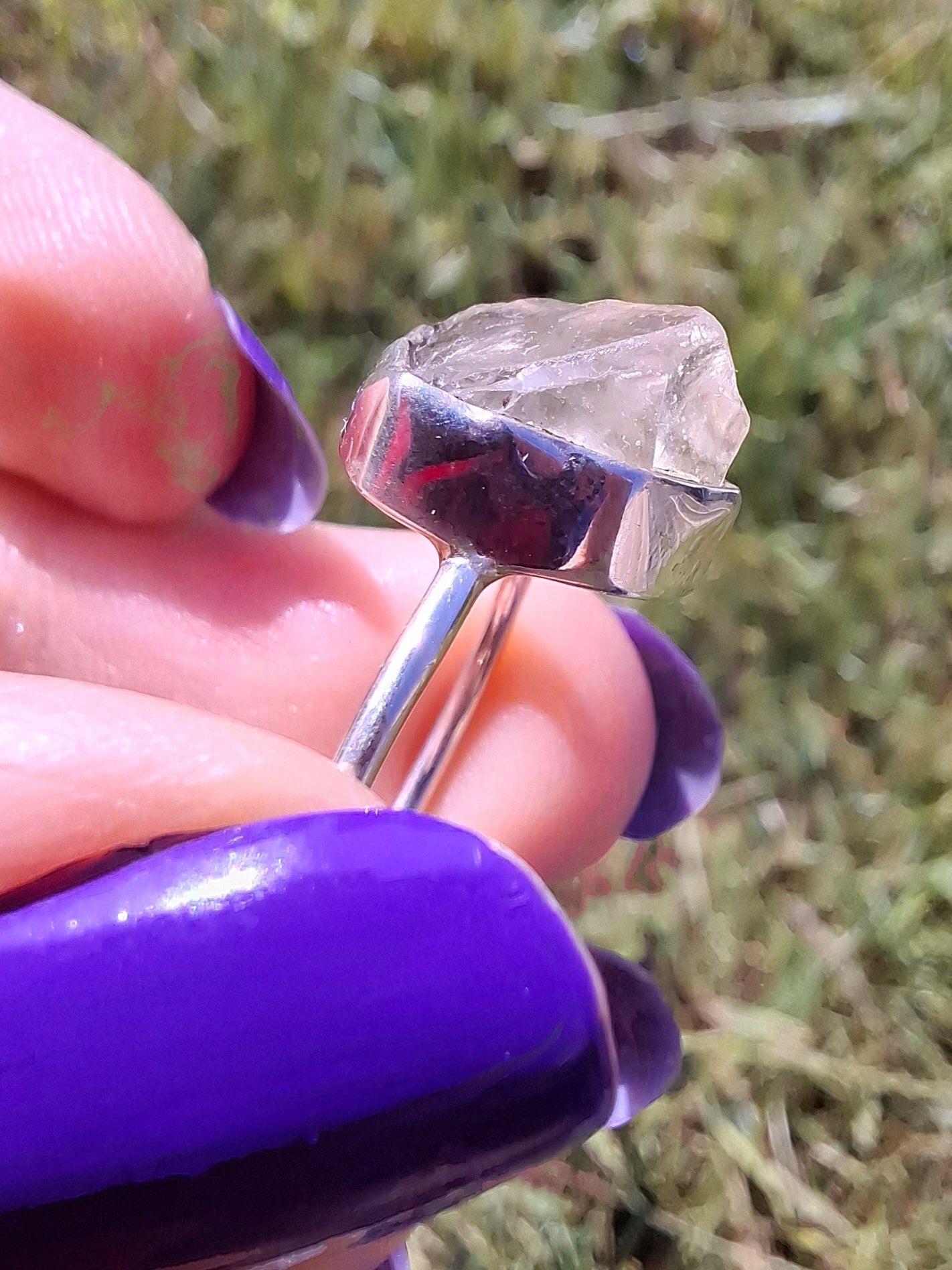Libyan Desert Glass Ring, size small S, 925 Silver, Tektite (Ref: LR44)